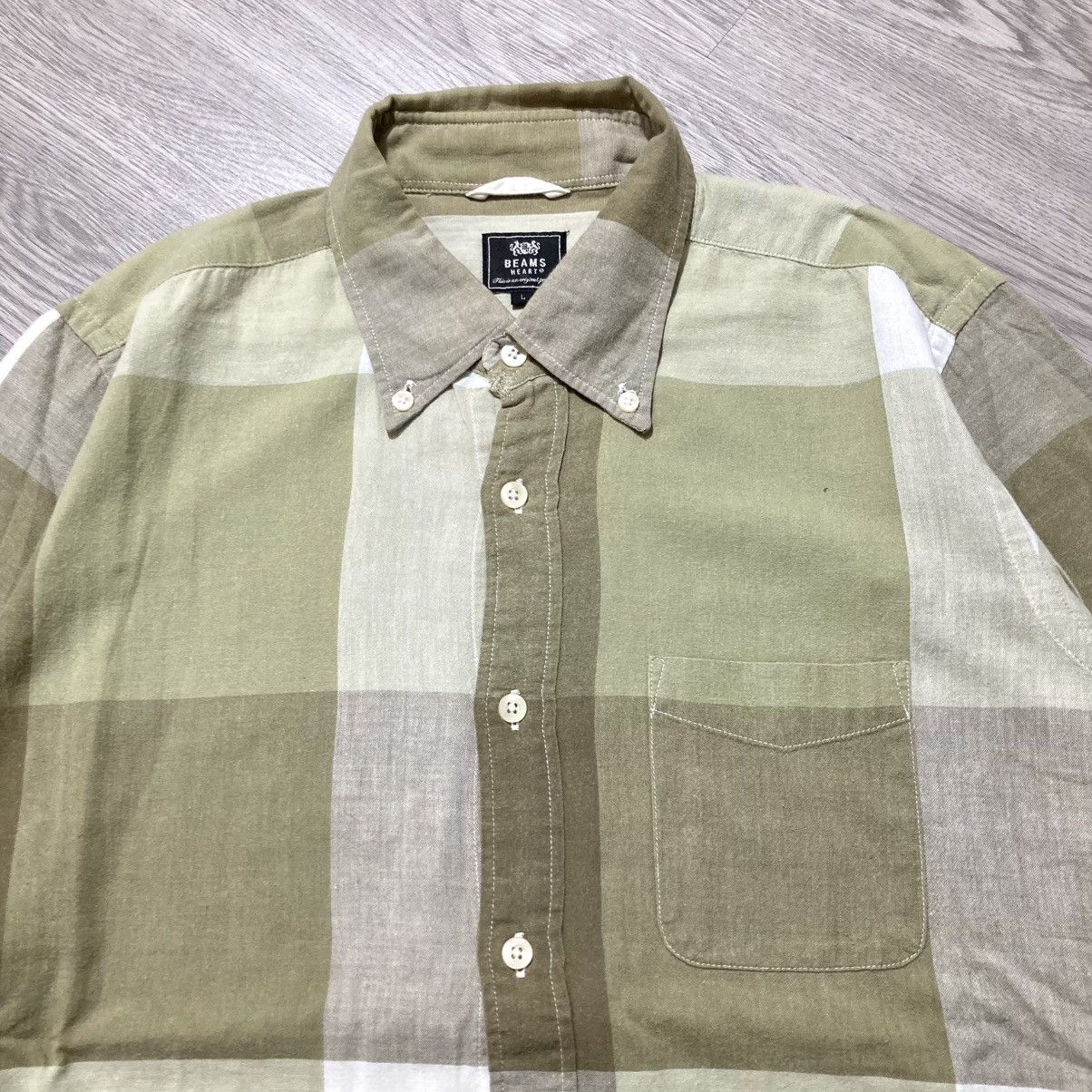 Beams Plus 2000s Beams Heart Brick Block Motif Shirt Button Up Size US L / EU 52-54 / 3 - 3 Thumbnail