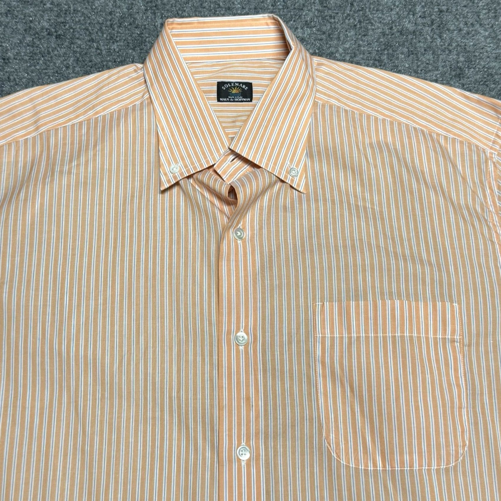 Vintage Solemare Maus & Hoffman Shirt Mens L Orange White Striped Short Sleeve Button-Up Collar-Down Casual Size US L / EU 52-54 / 3 - 2 Thumbnail