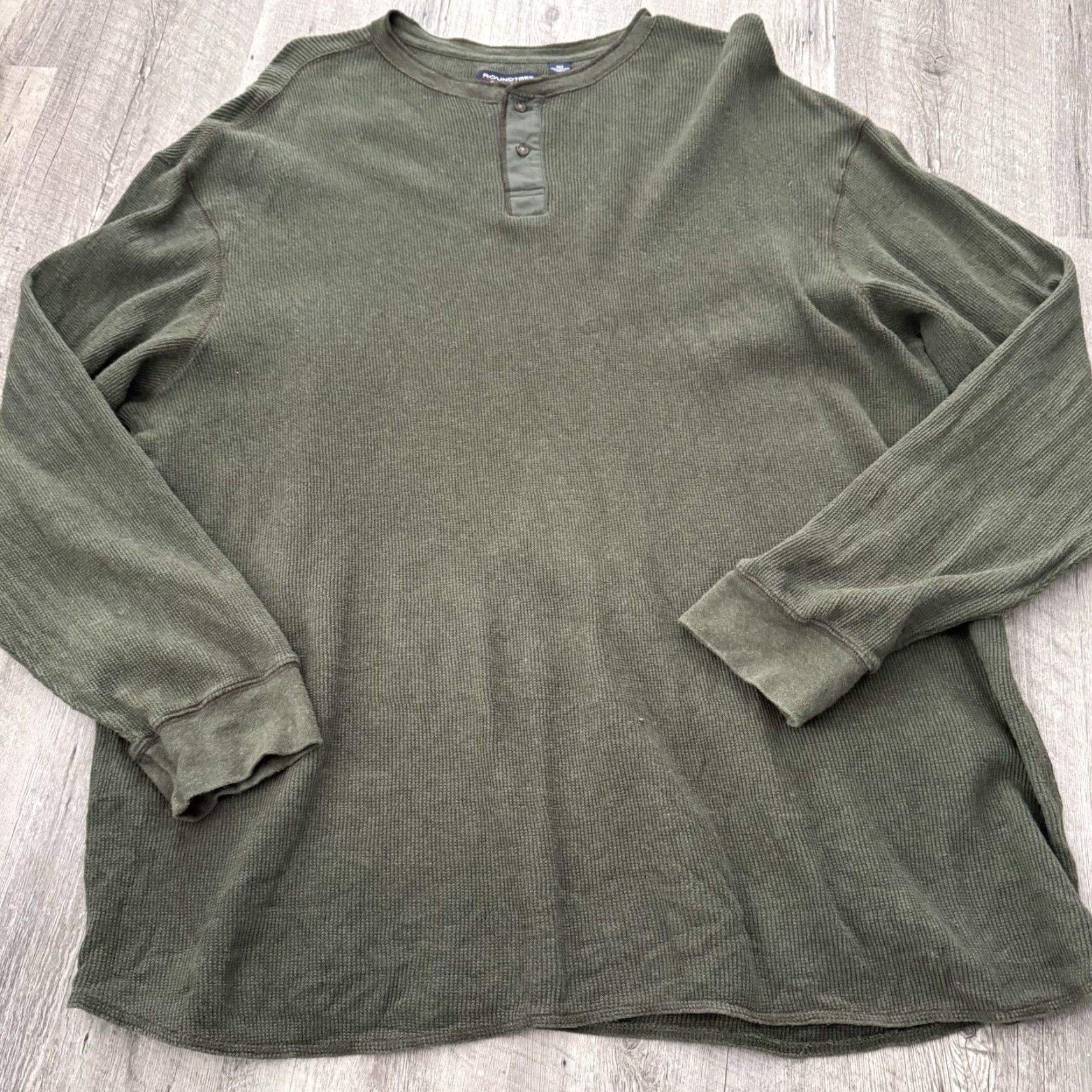 Roundtree & Yorke Roundtree & Yorke Thermal Henley Mens 3XT Green Waffle Long Sleeve T-Shirt Size US XXL / EU 58 / 5 - 6 Thumbnail
