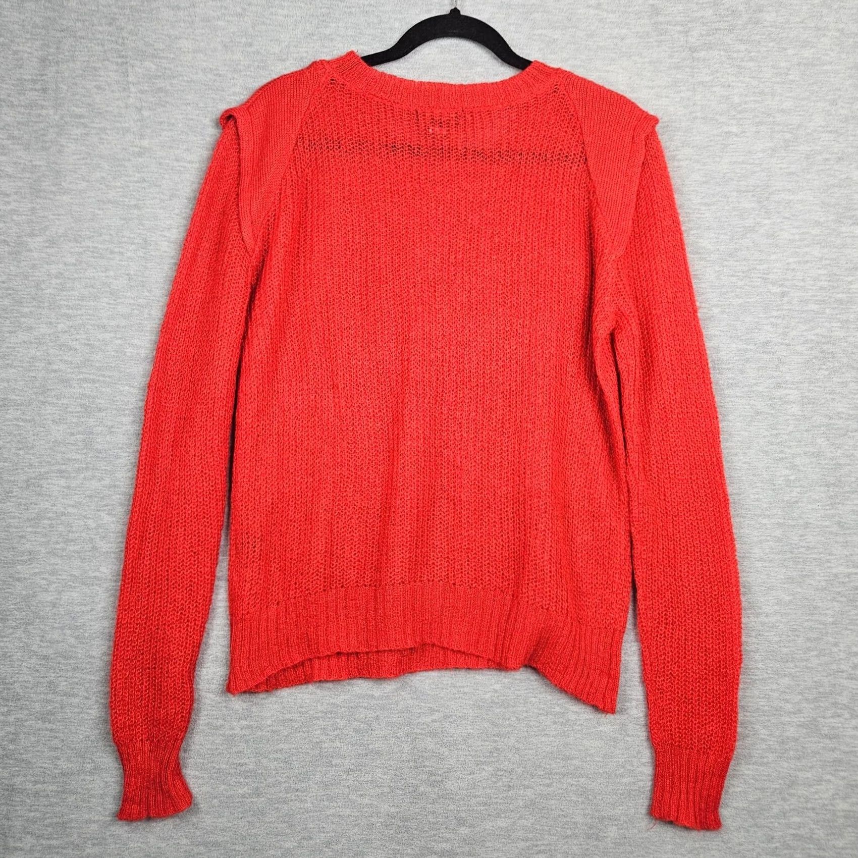 Vintage AS by DF Sweater Cardigan Women Regular M Red Solid V-Neck Modern 4 Seasons Knit Acrylic Mohair Nylon Button Casual Size M / US 6-8 / IT 42-44 - 2 Thumbnail