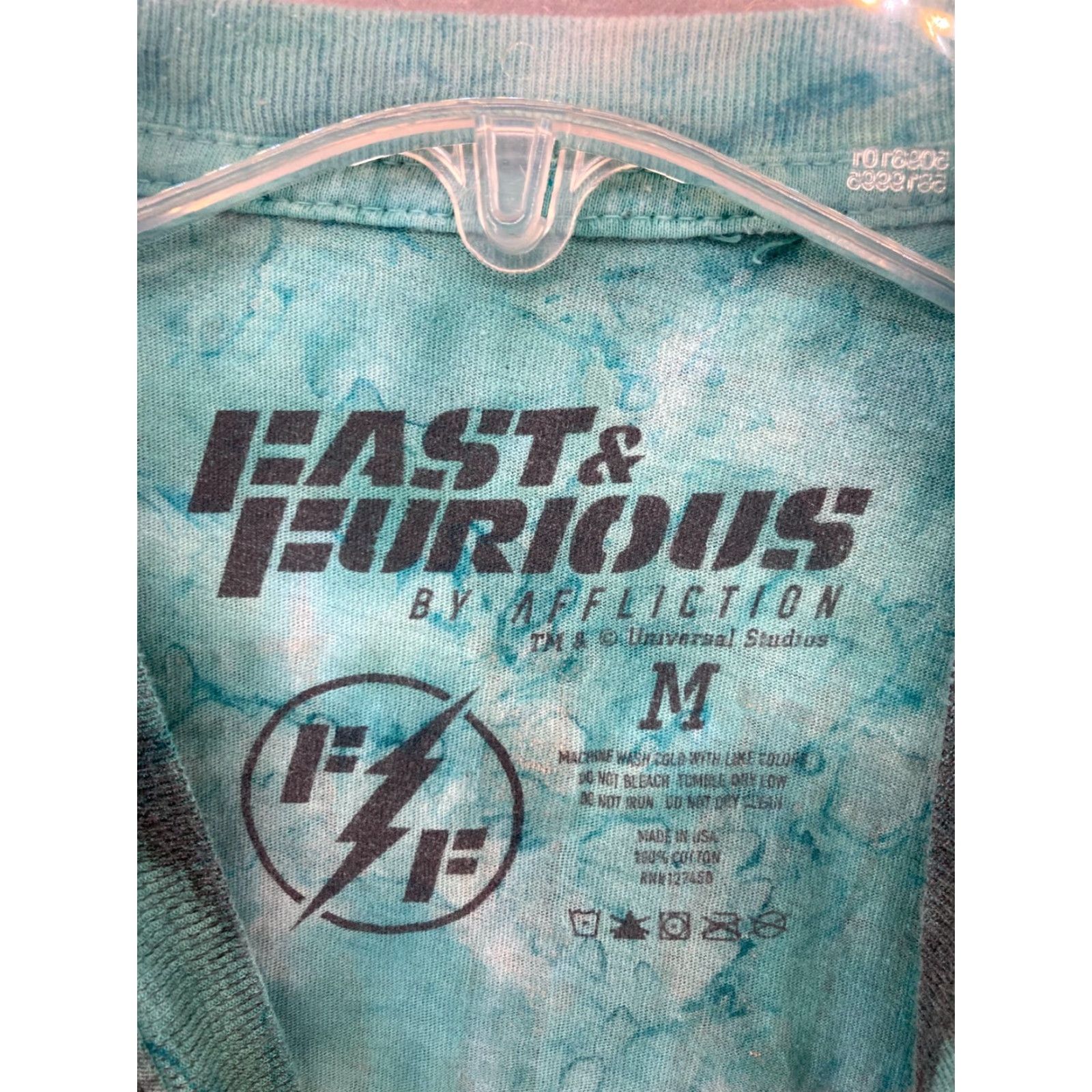 Affliction Affliction TShirt Mens Short Sleeve Crew Neck Blue Tie Dye Built For Speed M Cars Movie Graphic Print 90s Theme Mens Size US M / EU 48-50 / 2 - 7 Thumbnail