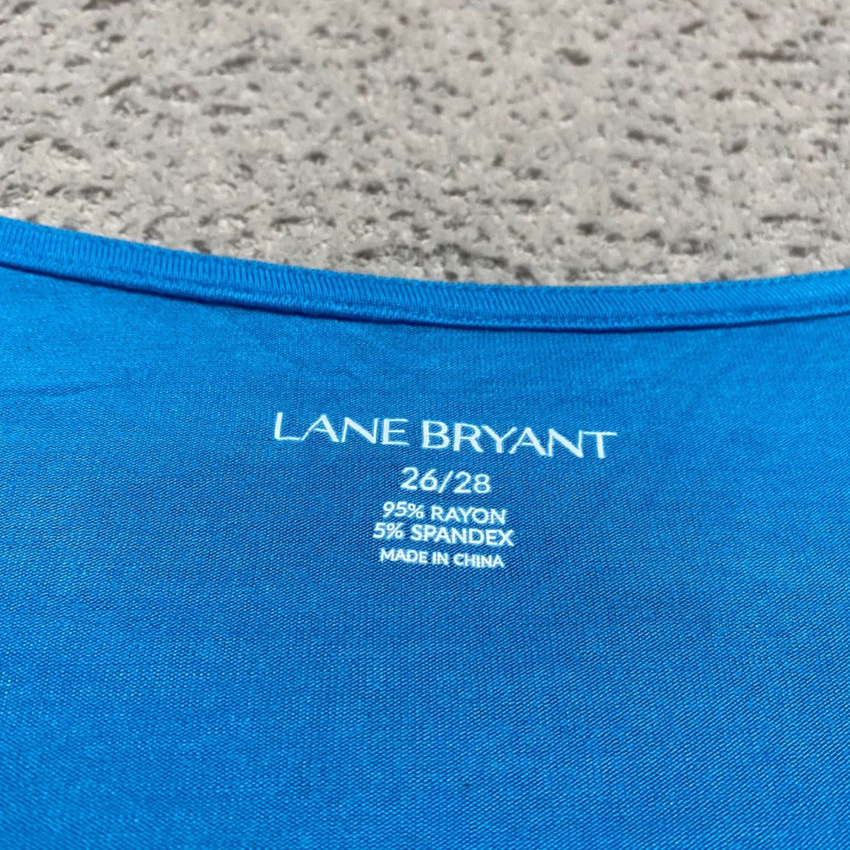 Vintage Lane Bryant Womens Blouse Shirt Geometric Round Neck Long Sleeve Blue 26 Plus Rayon Spandex Size 4XL / US 24-26 - 3 Thumbnail