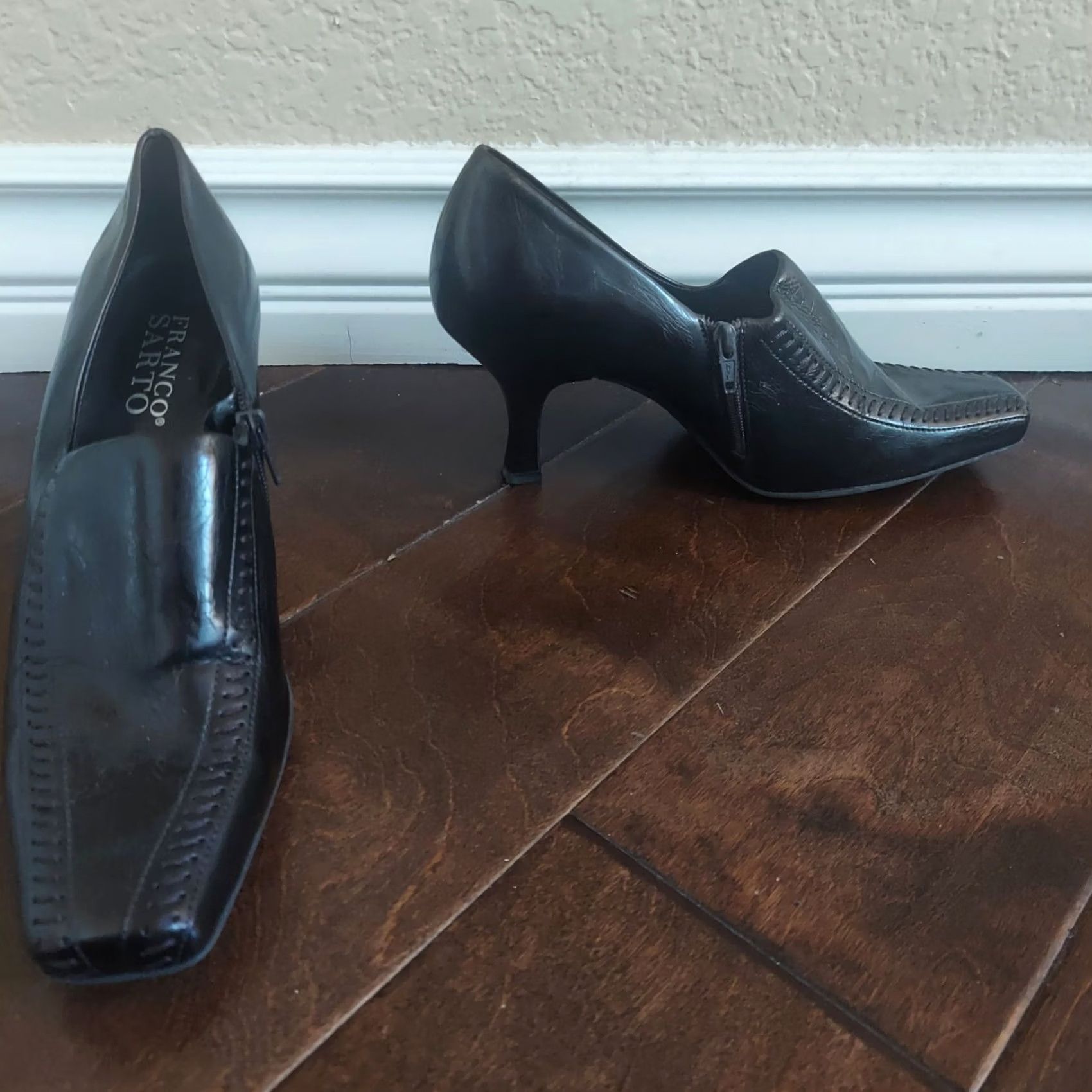 Franco Sarto Franco Sarto Pumps Brown 3 in Platform Square Toe Women 6.5M Zip Heels Brazil Vintage No Size US 7 / IT 37 - 2 Thumbnail