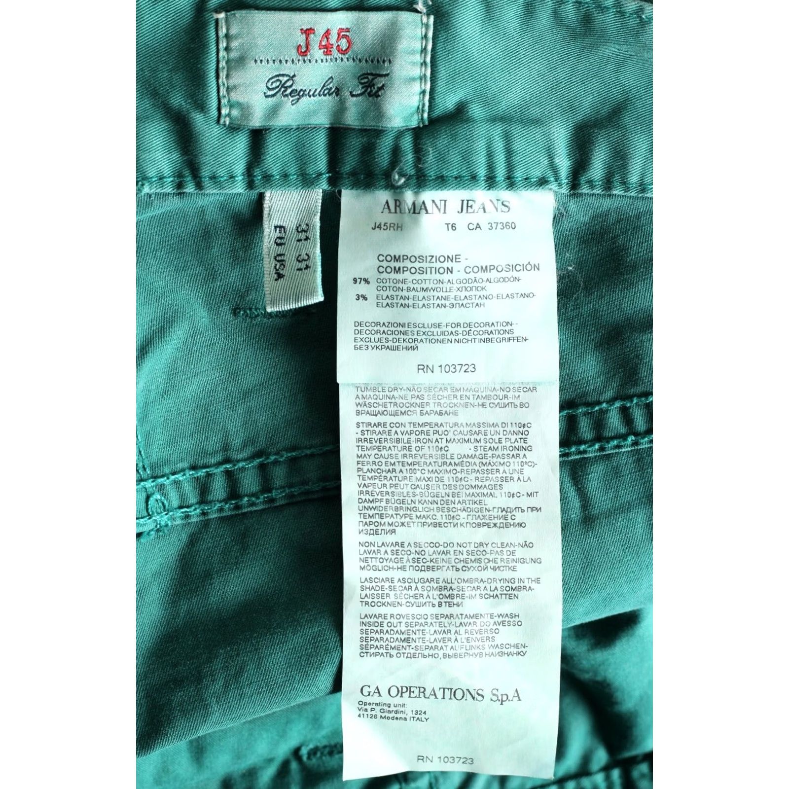 Vintage ARMANI JEANS Trousers Pants Men Green Regular Fit Size W31 L33 DZ6286 Size US 31 - 8 Thumbnail