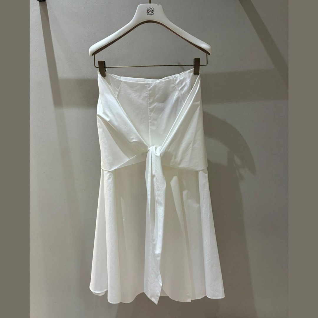 Loewe o1in1g0526 Wrap-panel Flared Cotton Midi Skirt in White Size 25" / US 0 / IT 36 - 2 Thumbnail