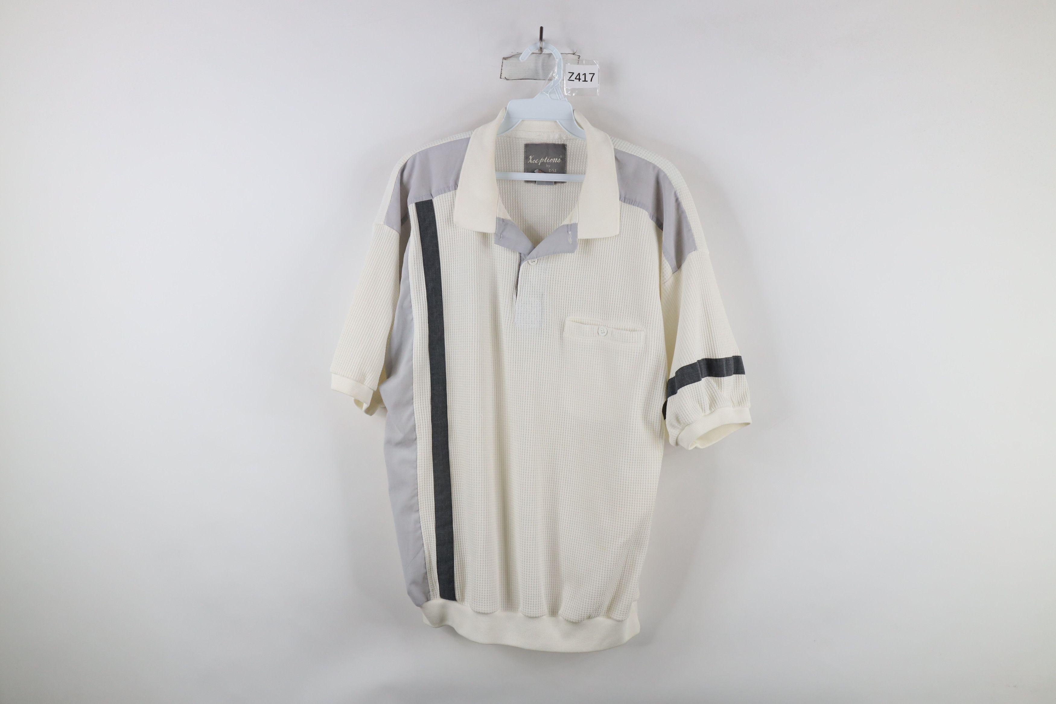 Vintage Vintage 90s Streetwear Waffle Knit Collared Pullover Polo Size US L / EU 52-54 / 3 - 1 Thumbnail