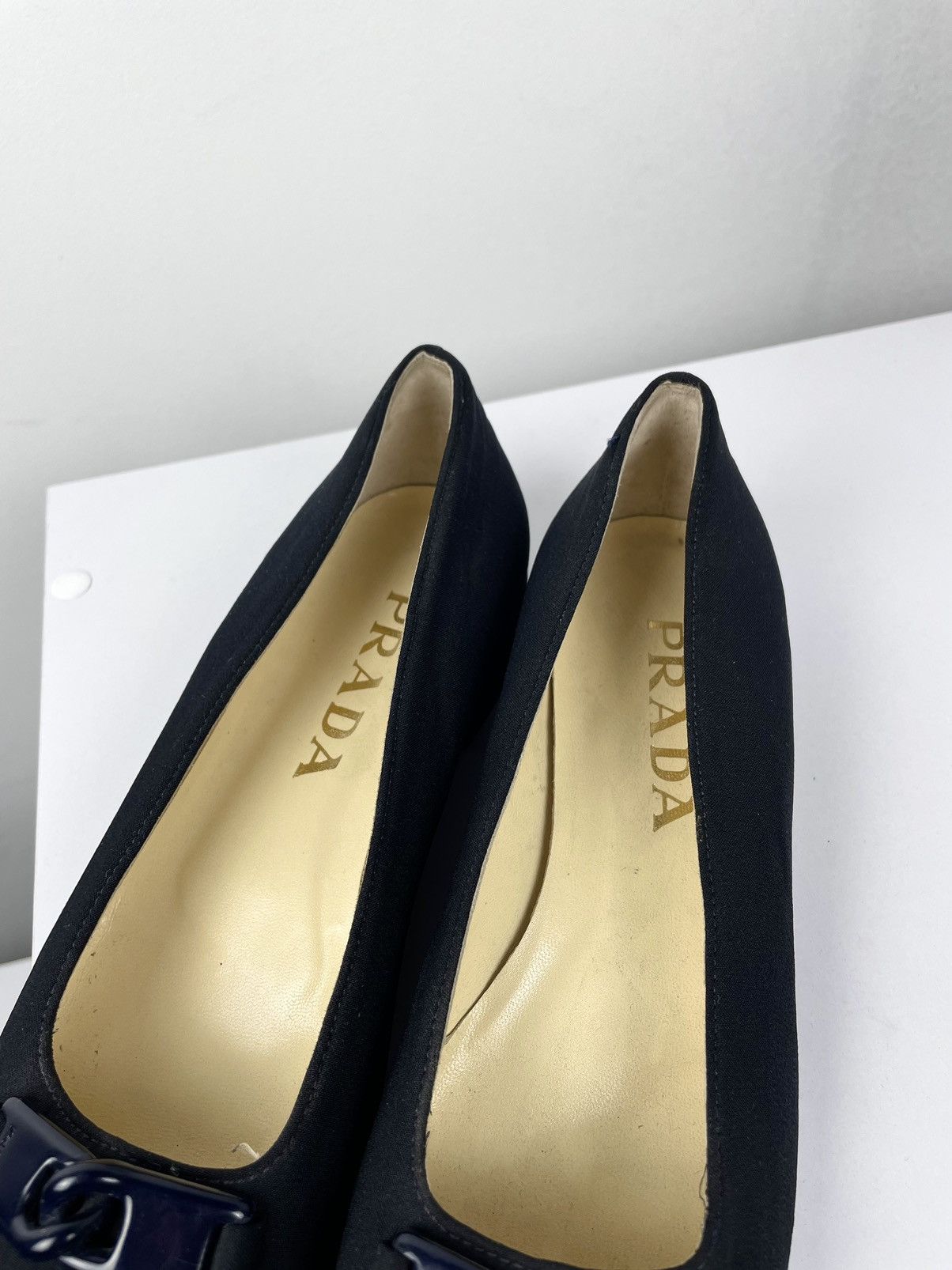 Prada Prada Black Ballet Flats Logo Buckle Loafers Pumps Size US 7 / IT 37 - 9 Thumbnail