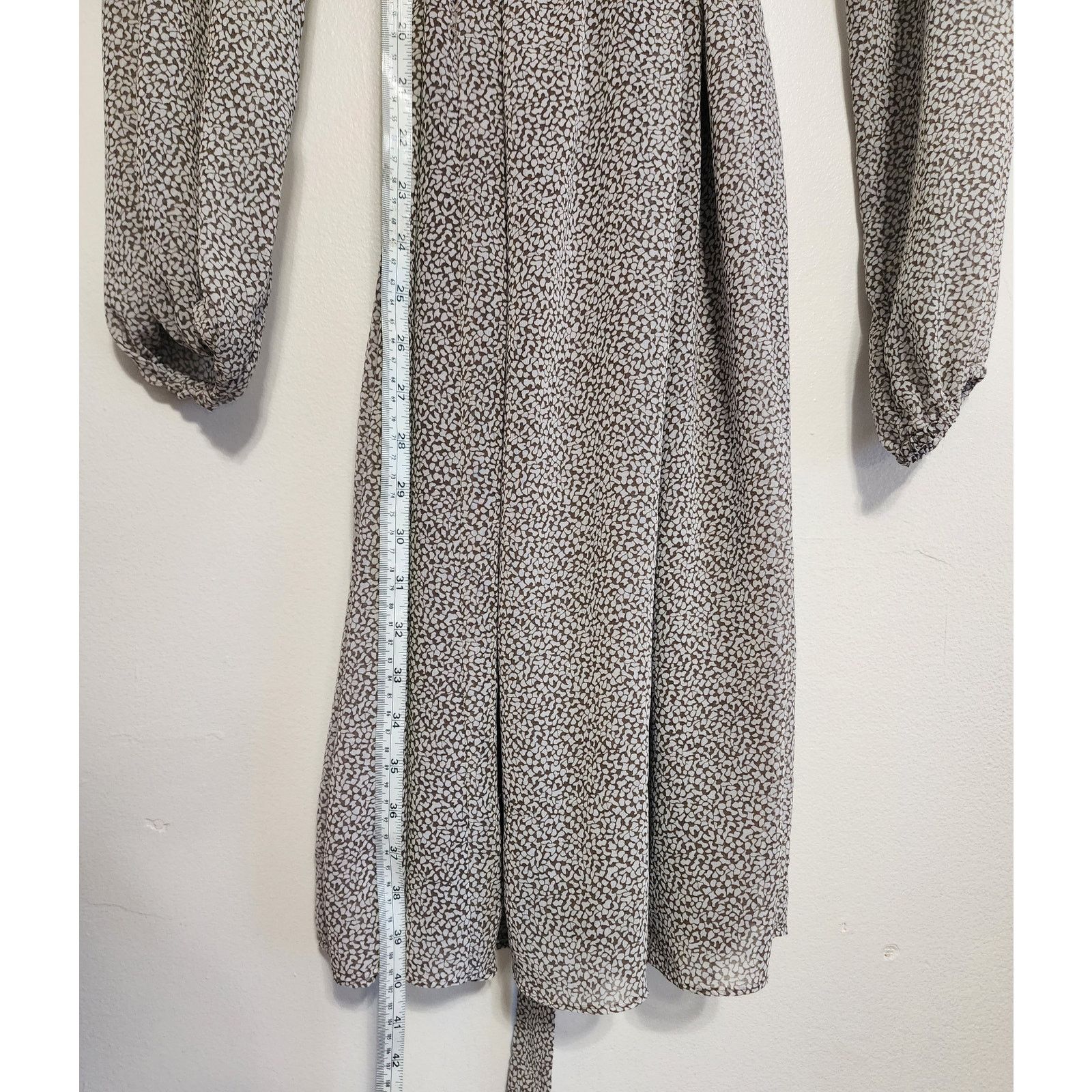 Other MSK Taupe and Cream Belted Ditsy Print Midi Dress Size 12 Size XL / US 12-14 / IT 48-50 - 4 Thumbnail