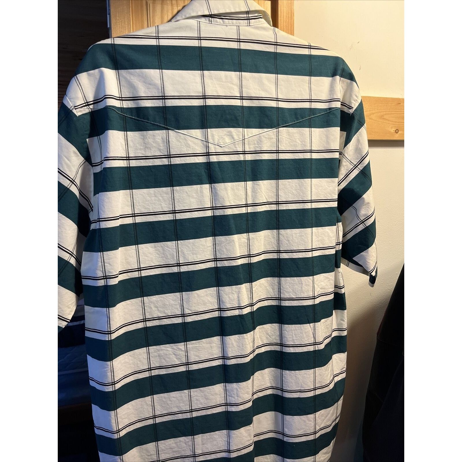 Roper Roper Men’s XL White Green Striped Pearl Snap Cotton Shirt Size US XL / EU 56 / 4 - 10 Thumbnail