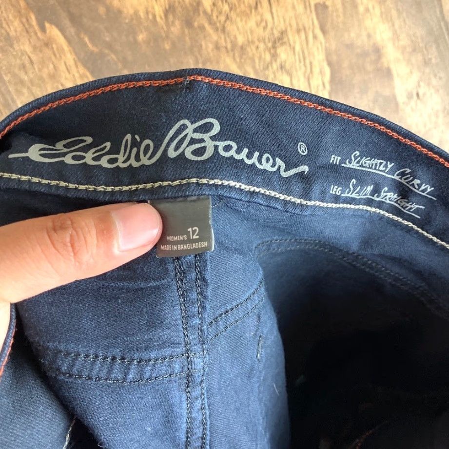 Eddie Bauer Eddie Bauer Womens Jeans Black Slightly Curvy Slim Straight Mid Rise Stretch 12 Jeans Womens Black Slim Straight Mid Rise Stretch 12 Size 24" / US 00 / IT 34 - 4 Thumbnail