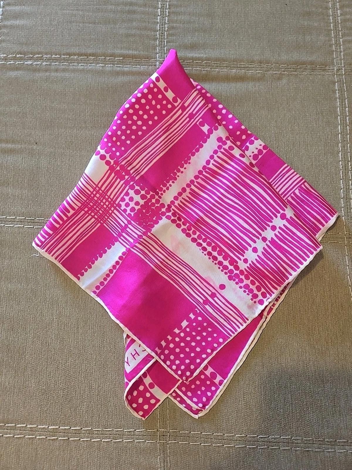 Givenchy Vtg Givenchy Pink & White Polka Dot Pattern Silk Scarf 22x23 Size ONE SIZE - 4 Thumbnail