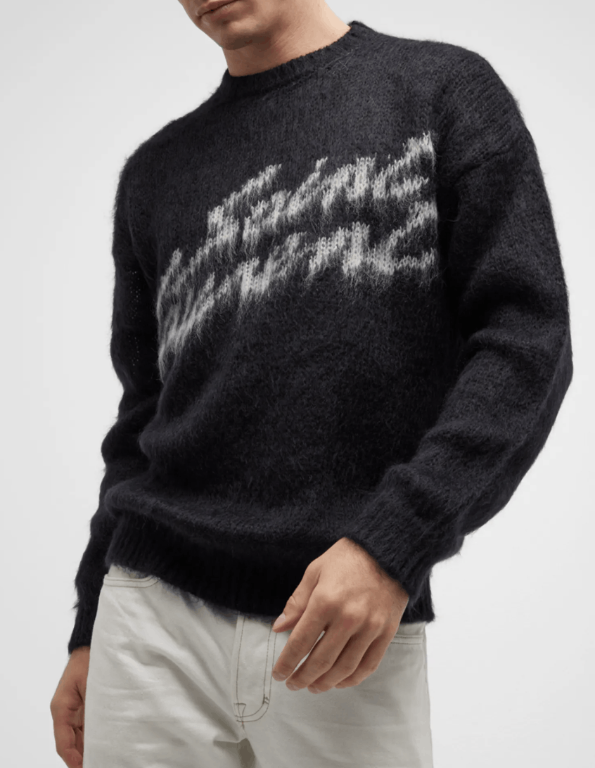 Saint Laurent Paris o1rshd1 Jacquard Sweater in Noir/Naturel Size US XL / EU 56 / 4 - 1 Thumbnail