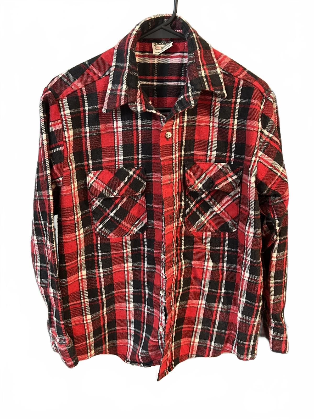 FiveBrother Five Brother Men's Red and Black Plaid Flannel Shirt Medium Size US M / EU 48-50 / 2 - 1 Thumbnail
