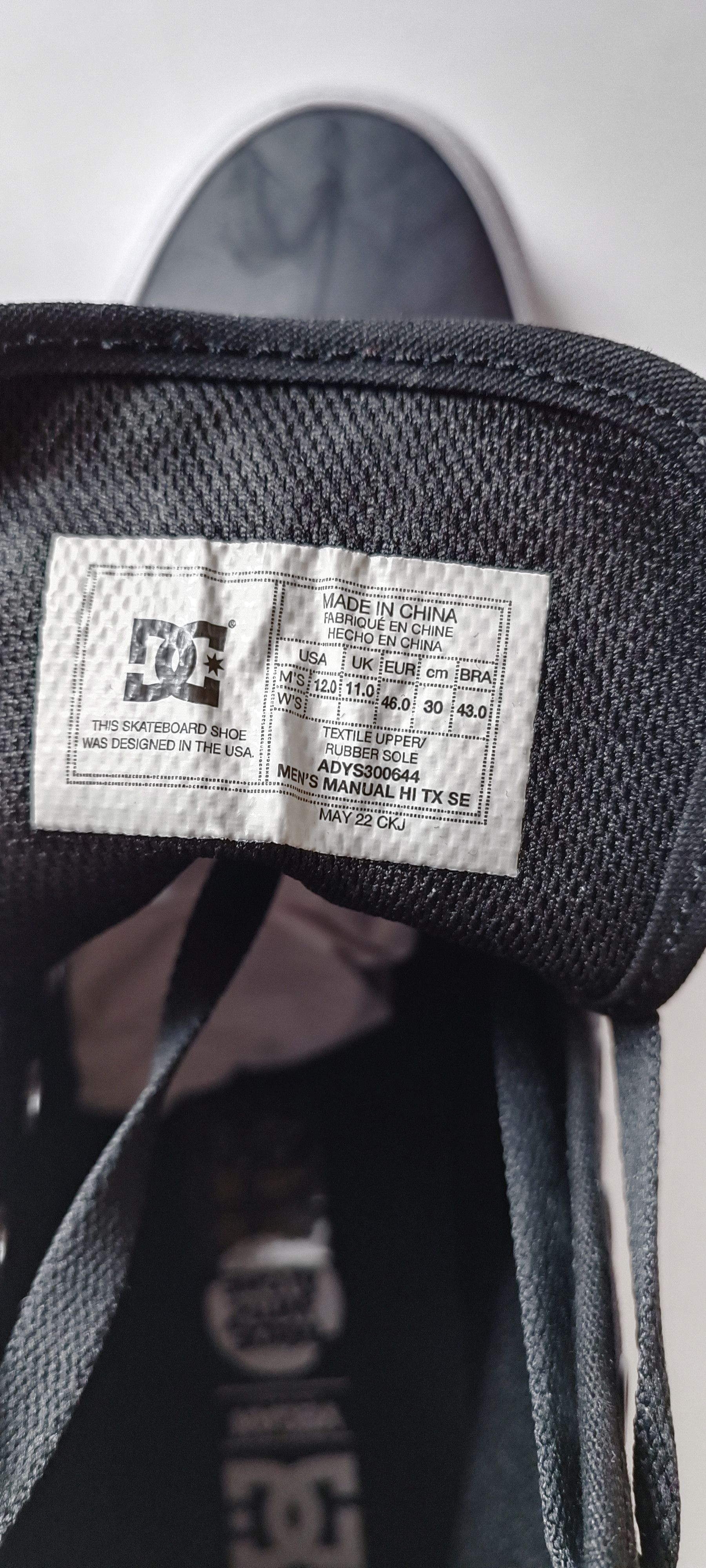 DC DC Shoes — Manual Hi Txse 'Dark Grey' w. DC Cap Size US 12 / EU 45 - 17 Thumbnail