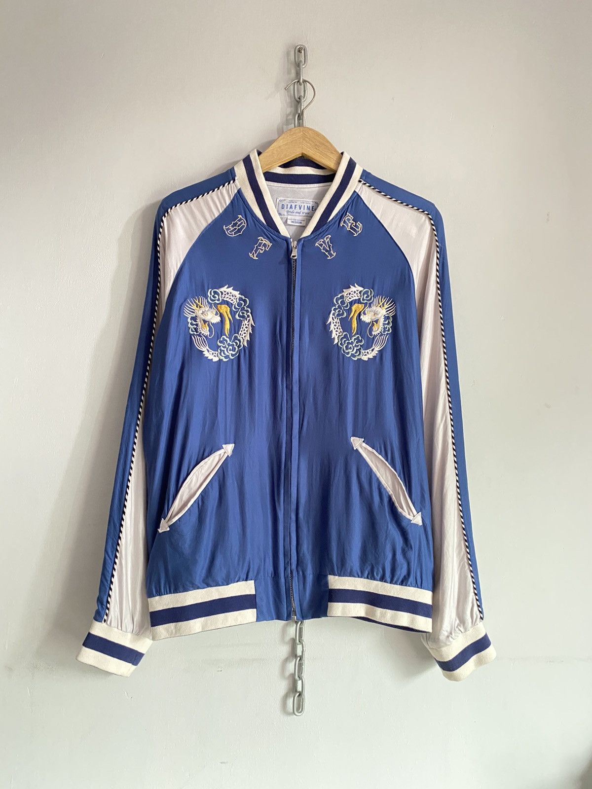 Japanese Brand Rare Vintage Sukajan Souvenir Jacket Blue / Silver Size US M / EU 48-50 / 2 - 2 Thumbnail