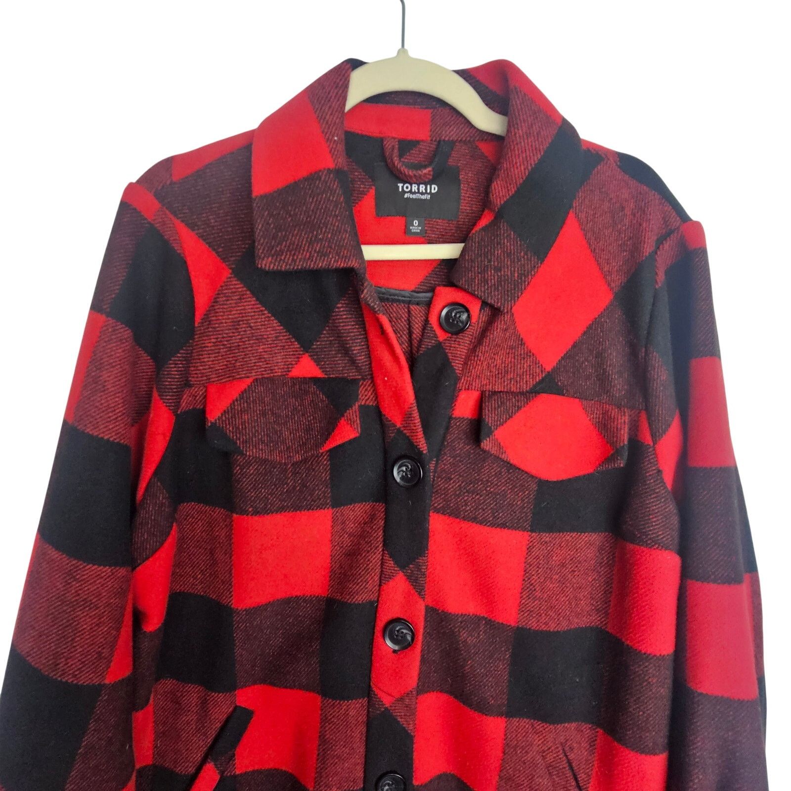 Torrid Torrid Womens Buffalo Plaid Wool Longline Shacket Size 0X Size XL / US 12-14 / IT 48-50 - 3 Thumbnail