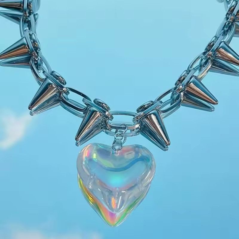 Jewelry Big-Love Heart Pendant Spike Necklace Size ONE SIZE - 4 Thumbnail