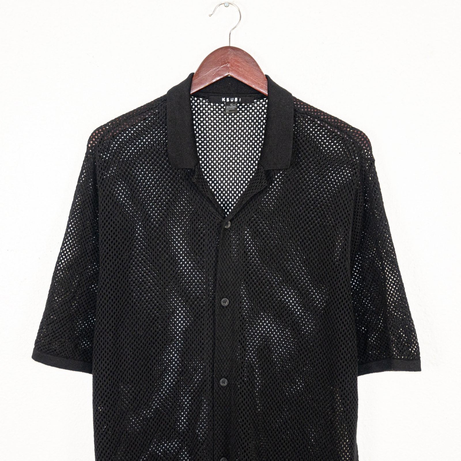 Ksubi Ksubi XL Open Knit Resort Camp Shirt short Sleeve in Black Size US XL / EU 56 / 4 - 3 Thumbnail