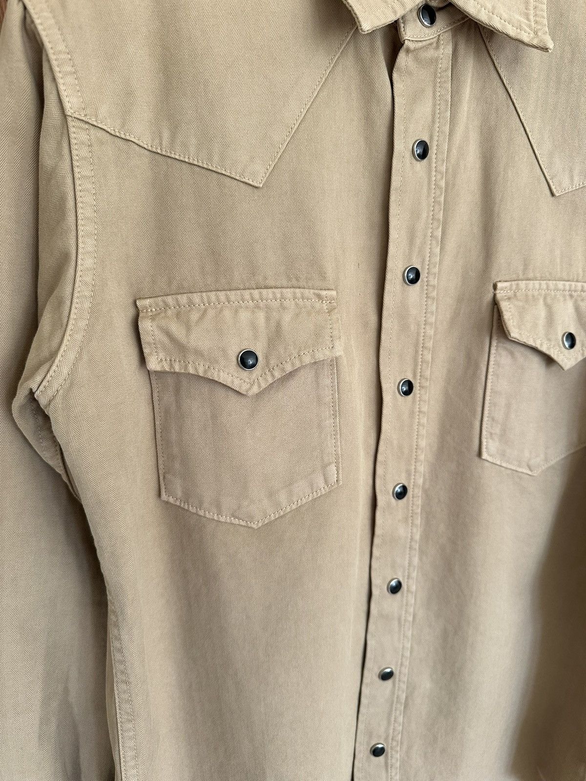 Saint Laurent Paris Saint Laurent western stonewashed denim shirt tan S Size US S / EU 44-46 / 1 - 11 Thumbnail