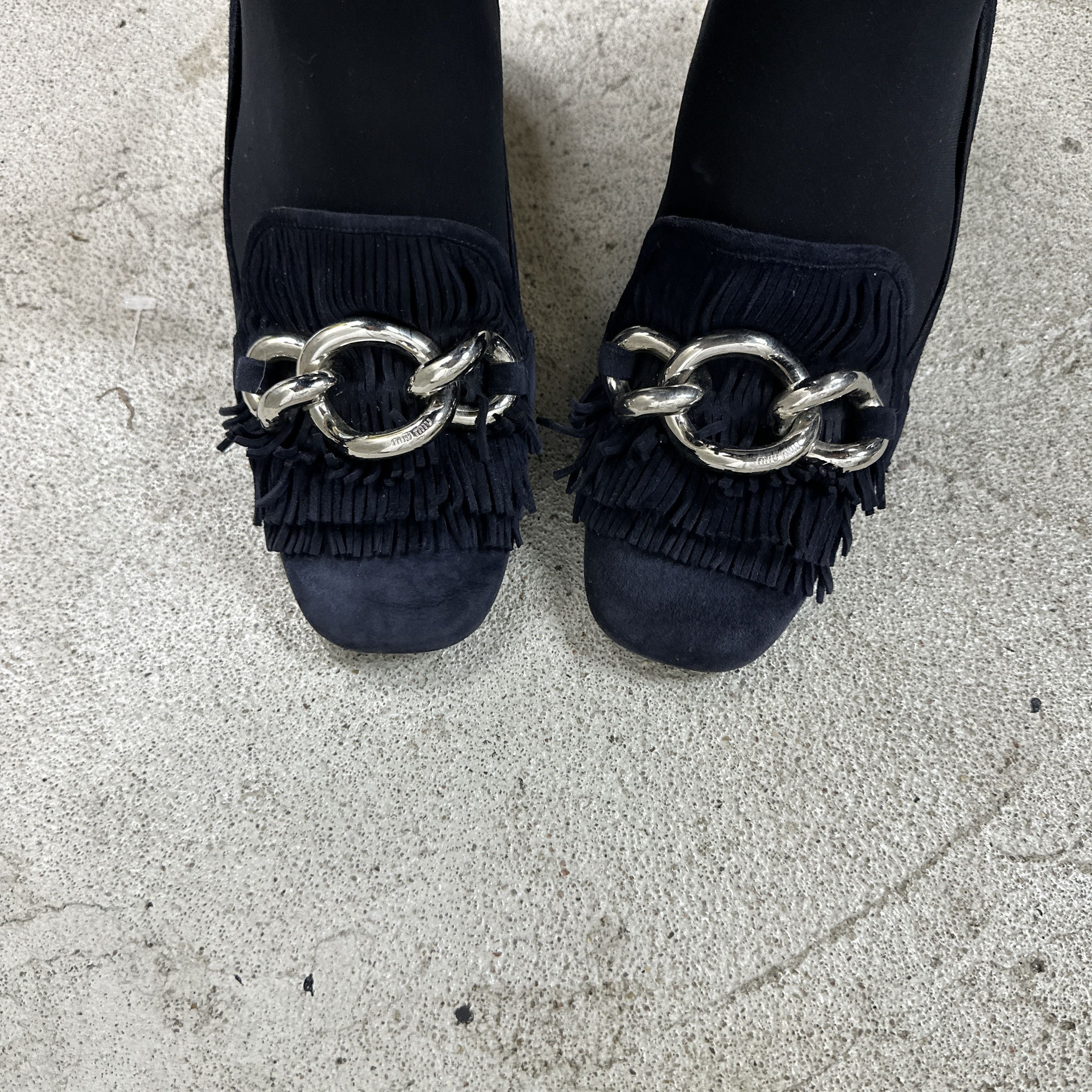 Miu Miu × Vintage Vintage Miu Miu Velvet Heeled Loafers Boots Size US 9 / IT 39 - 10 Thumbnail