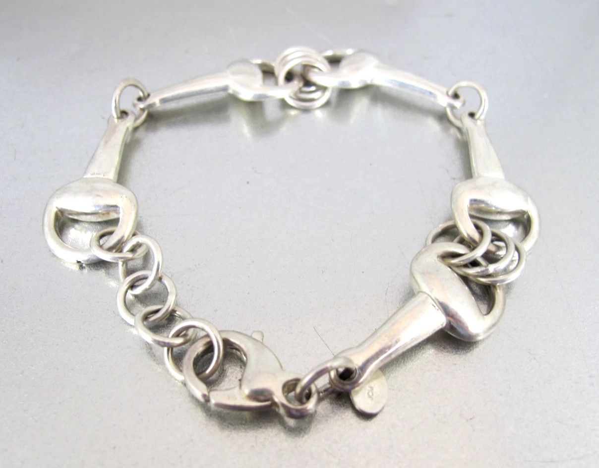 Jewelry Sterling Silver Bracelet Equestrian Horsebit Snaffle 8" Size ONE SIZE - 3 Thumbnail
