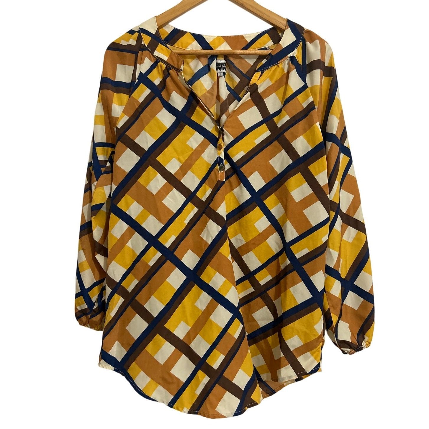 Vintage Mud Pie Long Sleeve Tunic Top Women's Small 1970 Retro Style Size S / US 4 / IT 40 - 1 Thumbnail