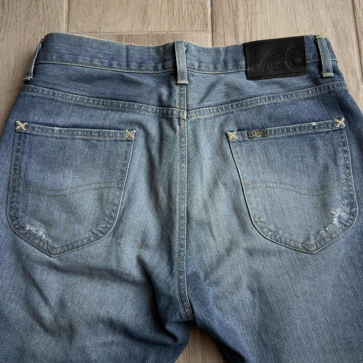 NANO universe x Lee Collaboration Light Blue Wash Distressed Denim Jeans Size US 31 - 4 Thumbnail