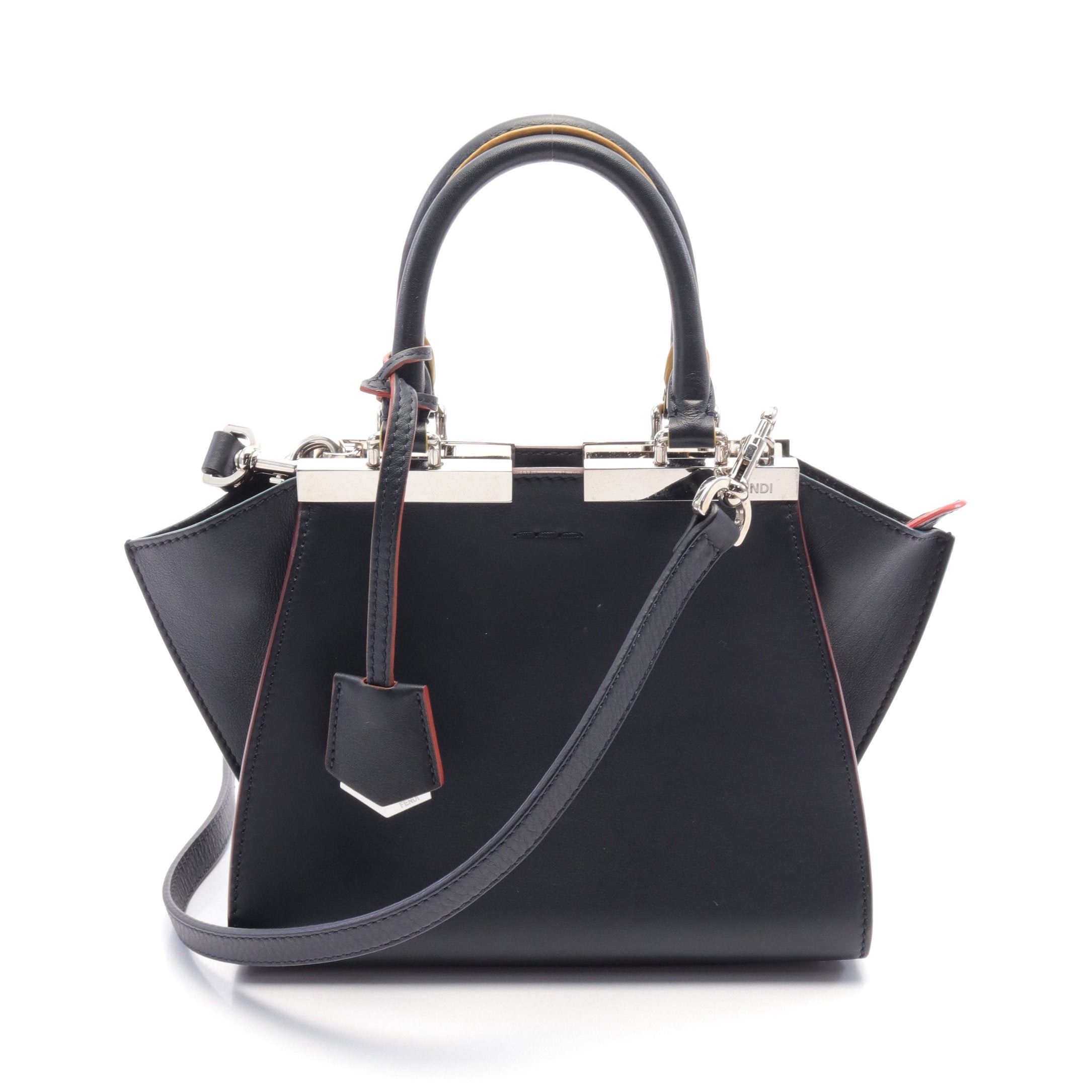 Fendi Fendi Mini Troisours Handbag Leather Dark Navy Size ONE SIZE - 1 Thumbnail