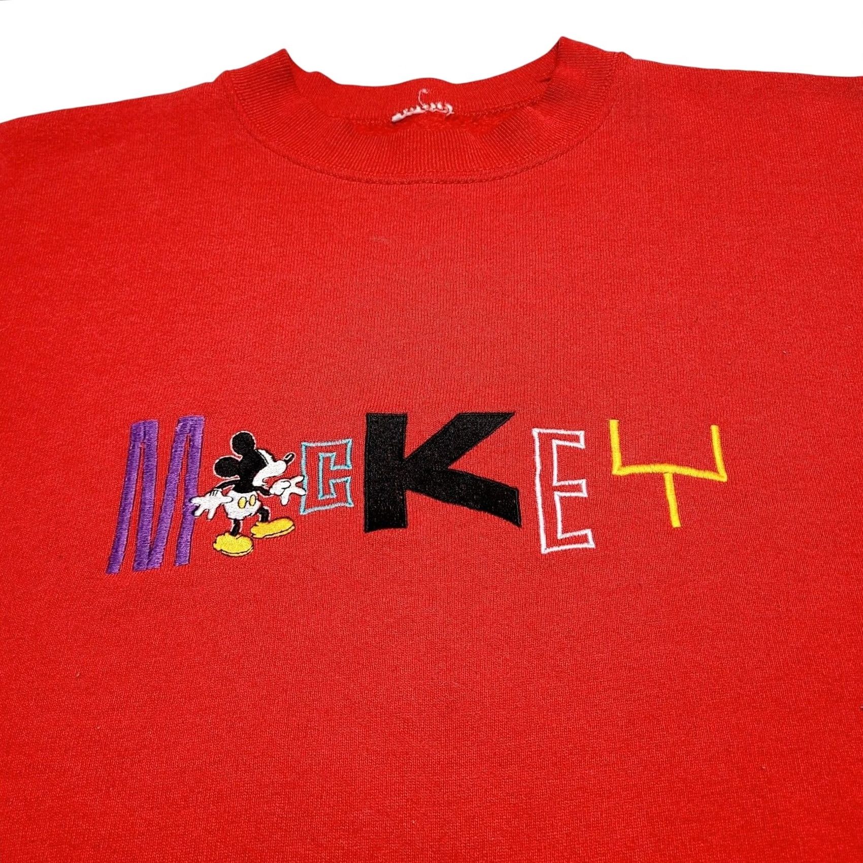 Mickey & Co. VINTAGE Mickey Sweatshirt Mens XL Red Embroidered Mickey Mouse 90s Crew Neck Pullover Size US XL / EU 56 / 4 - 2 Thumbnail