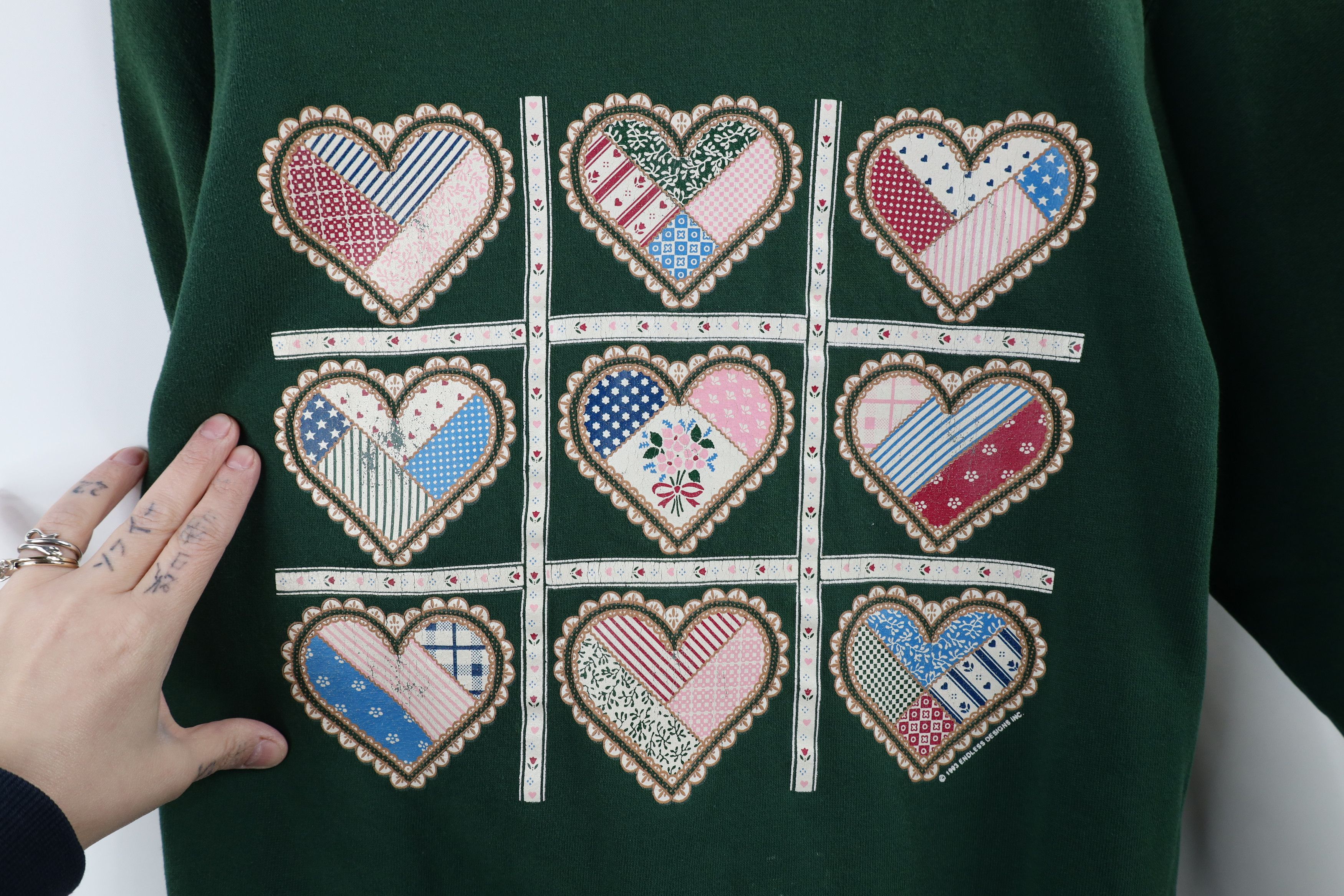 Vintage Vintage 90s Streetwear Country Quilt Heart Sweatshirt USA Size M / US 6-8 / IT 42-44 - 4 Thumbnail