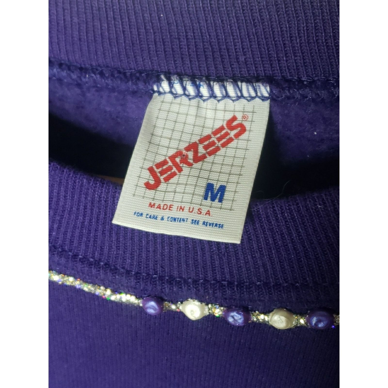 Jerzees Vtg 80s Native American Feathers Sparkle Southwestern MEDIUM Size US M / EU 48-50 / 2 - 11 Thumbnail