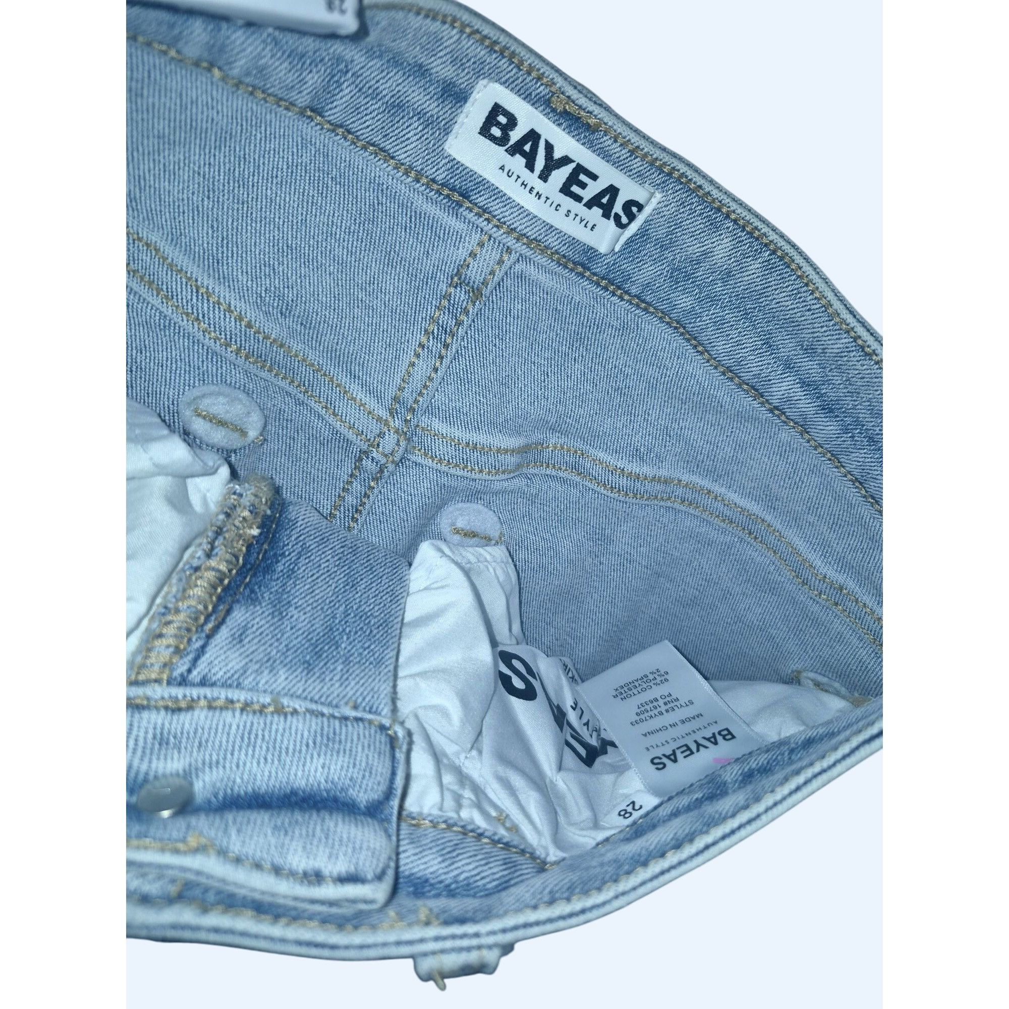 Other Bayeas Womens 6 Light Wash Denim Skirt Perfect Stretch Fraye Size 28" / US 6 / IT 42 - 8 Thumbnail