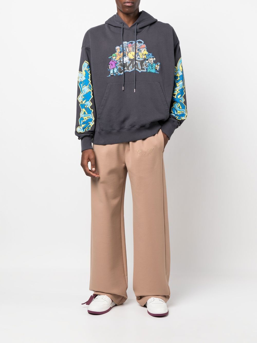 Off-White o1mle1124 Graffiti Pupp Skate Hoodie in Multicolor Size US XXS / EU 40 - 2 Thumbnail