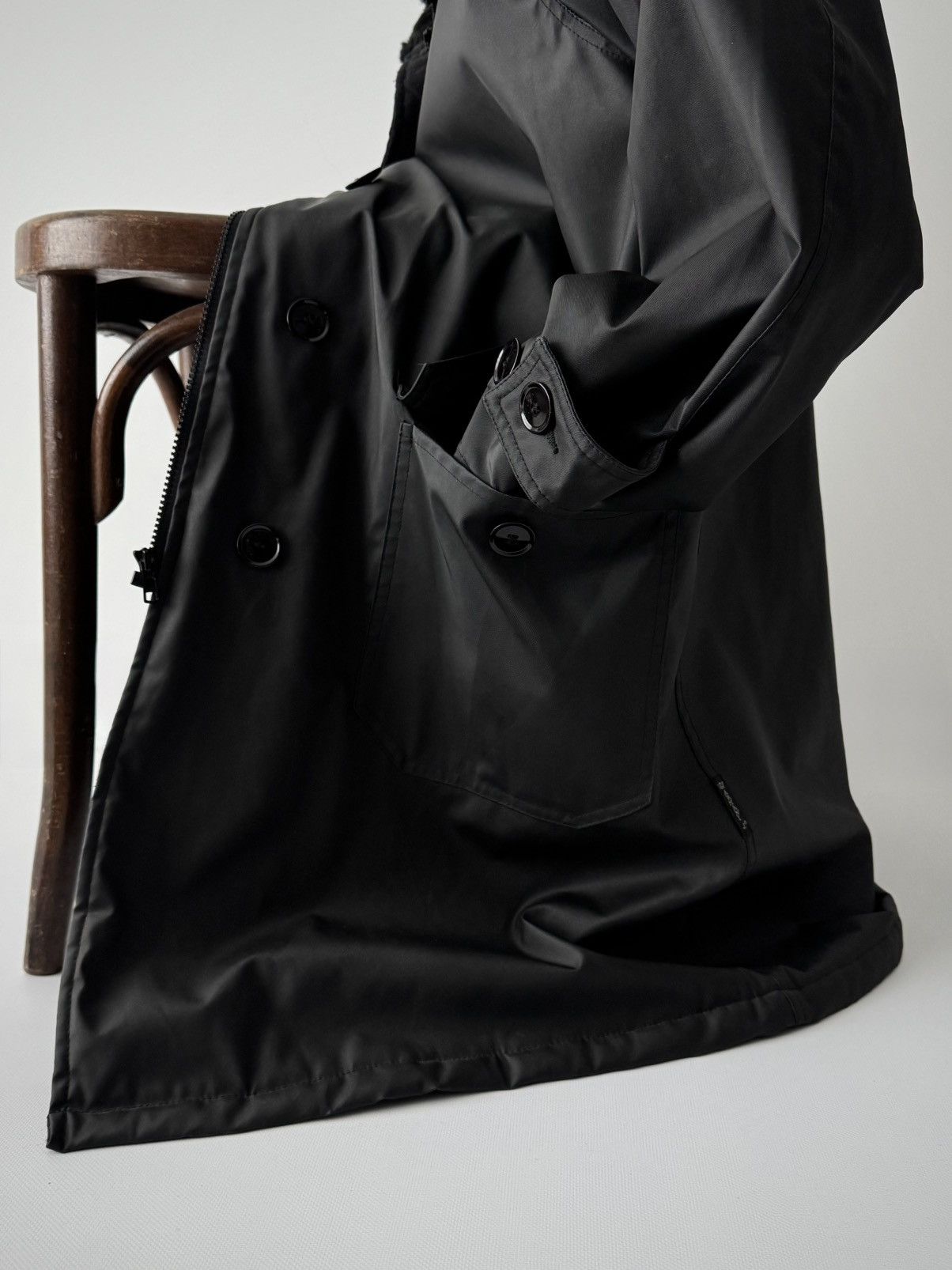 Armani 1990s Vintage Armani Jeans Black PVC Parka Jacket Size US L / EU 52-54 / 3 - 7 Thumbnail
