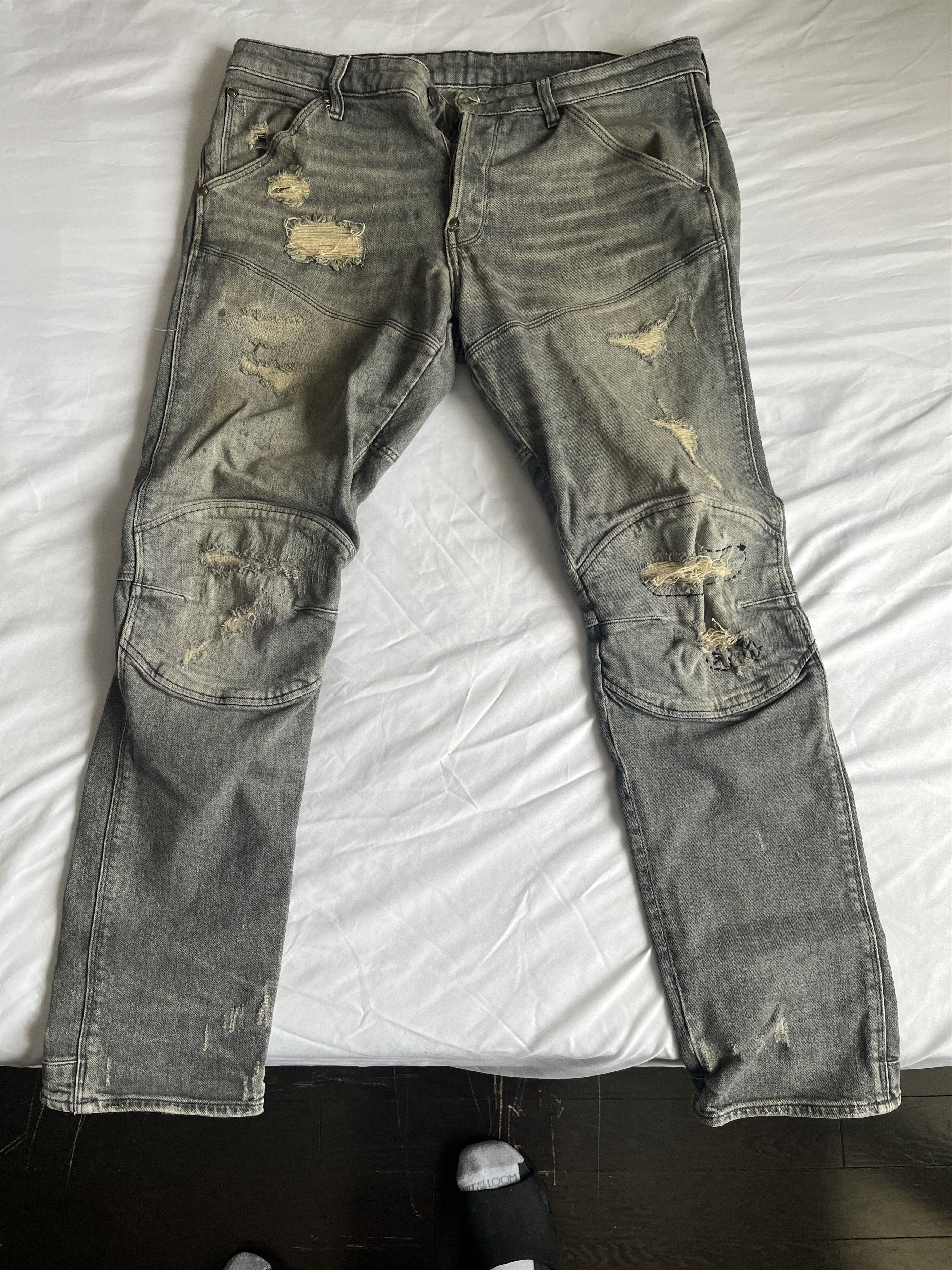 G-Star Ripped Grey Jeans Size US 33 - 1 Thumbnail