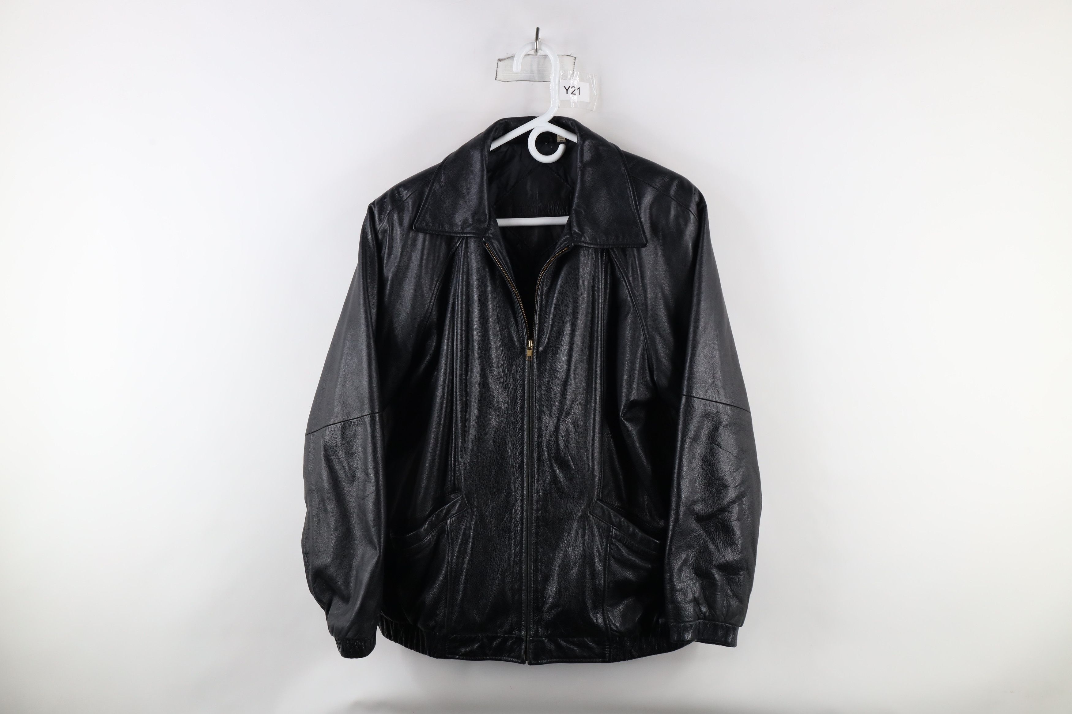 Vintage Vintage 90s Streetwear Quilted Leather Bomber Jacket Black Size US M / EU 48-50 / 2 - 1 Thumbnail