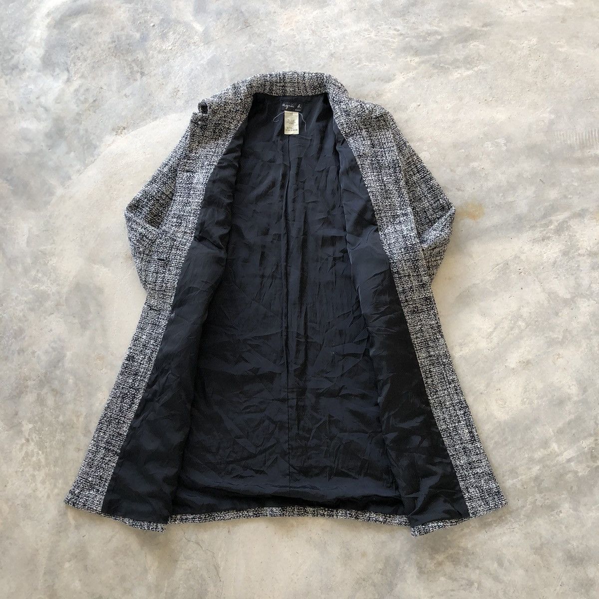 agnes b. AGNES B Tweed Wool Long Coat Jacket Size S / US 4 / IT 40 - 2 Thumbnail