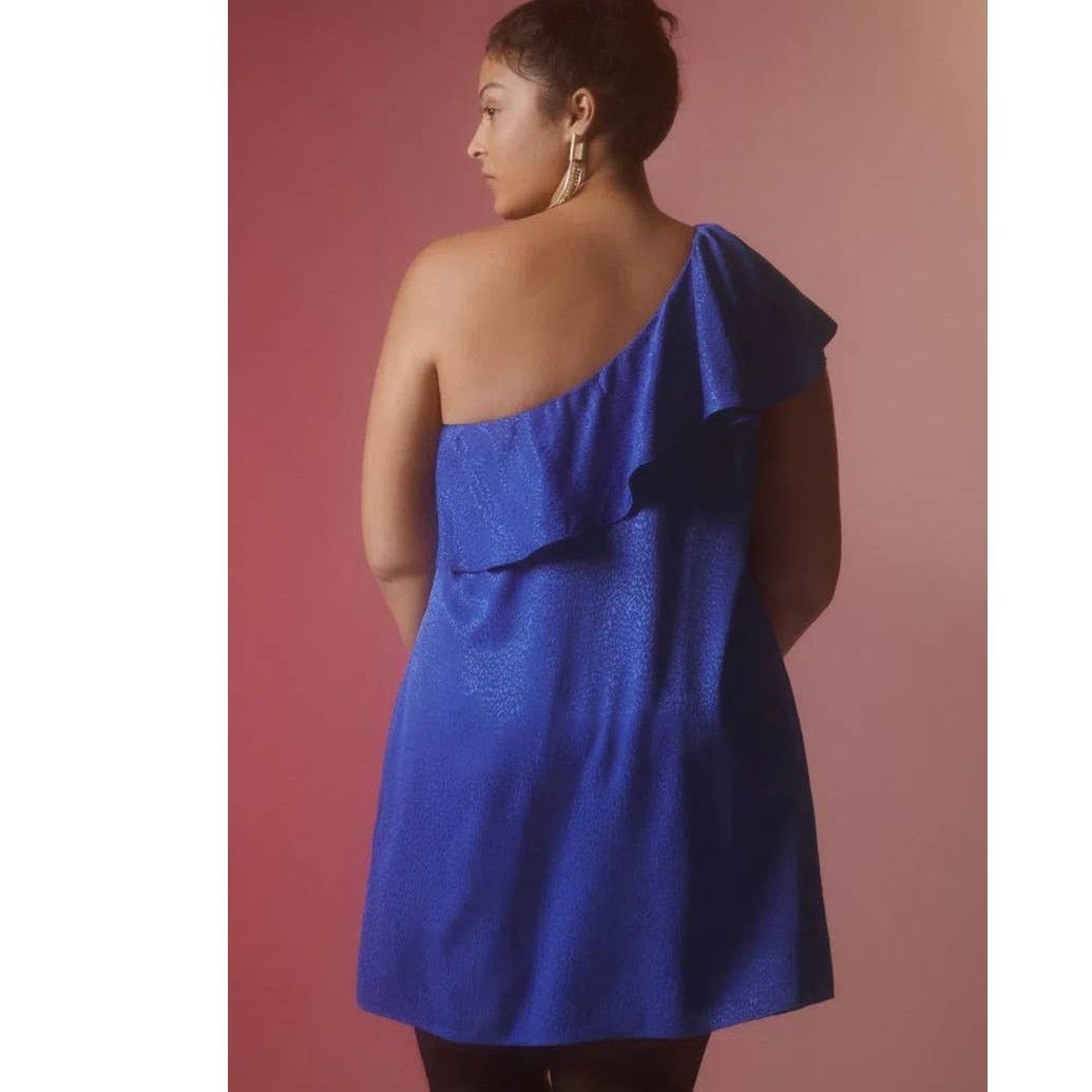 Anthropologie New Anthropologie Ruffled One-Shoulder Mini Dress $140 Sz 6 Size S / US 4 / IT 40 - 3 Thumbnail