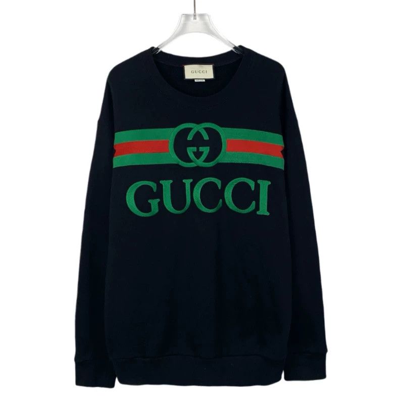 Gucci Gucci Black logo printed cotton round-neck long-sleeved swe Size US M / EU 48-50 / 2 - 1 Thumbnail