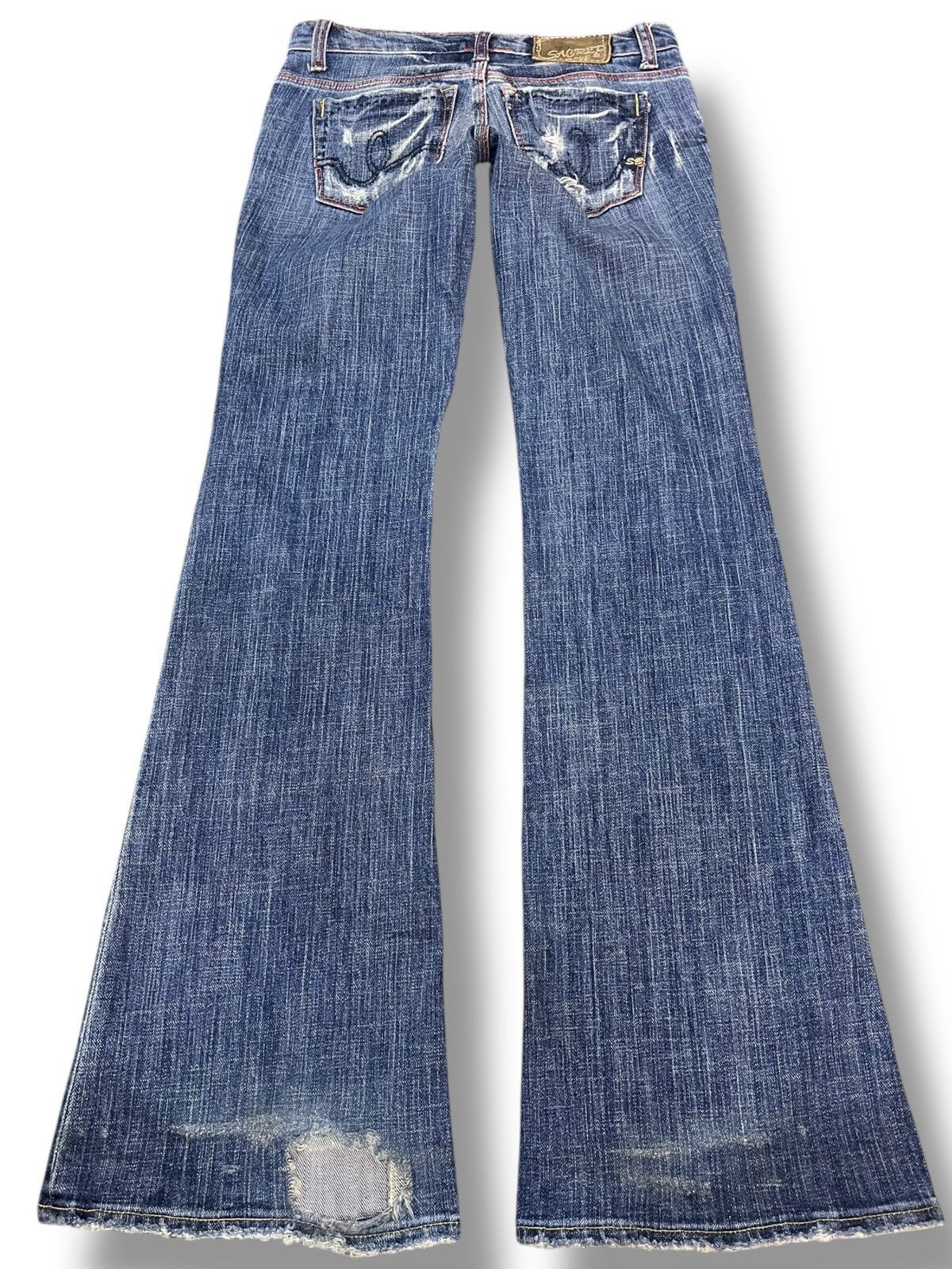 American Apparel × Who Decides War Vintage Sacred Blue Flare Bootcut Denim Size US 28 / EU 44 - 5 Thumbnail