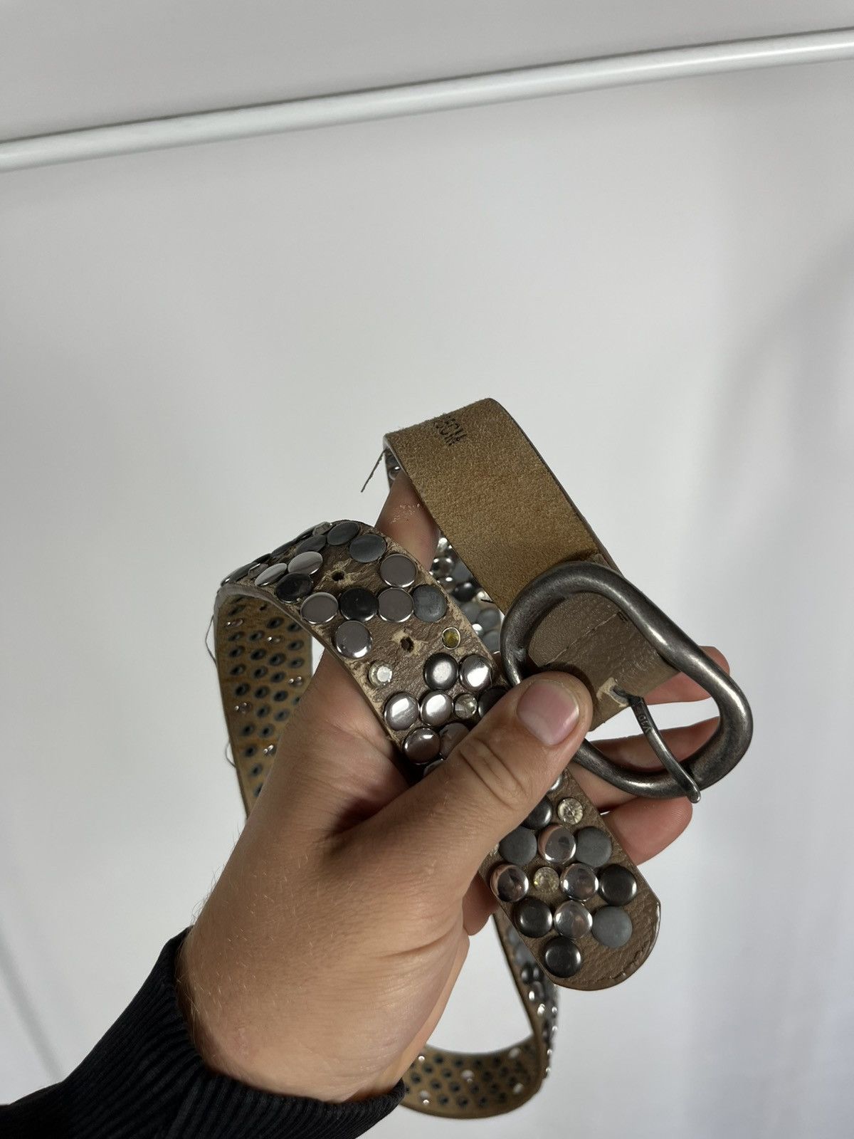 Other Vintage Studded Punk Belt 105cm 41in Rock Goth Metal Buckle Size ONE SIZE - 8 Thumbnail