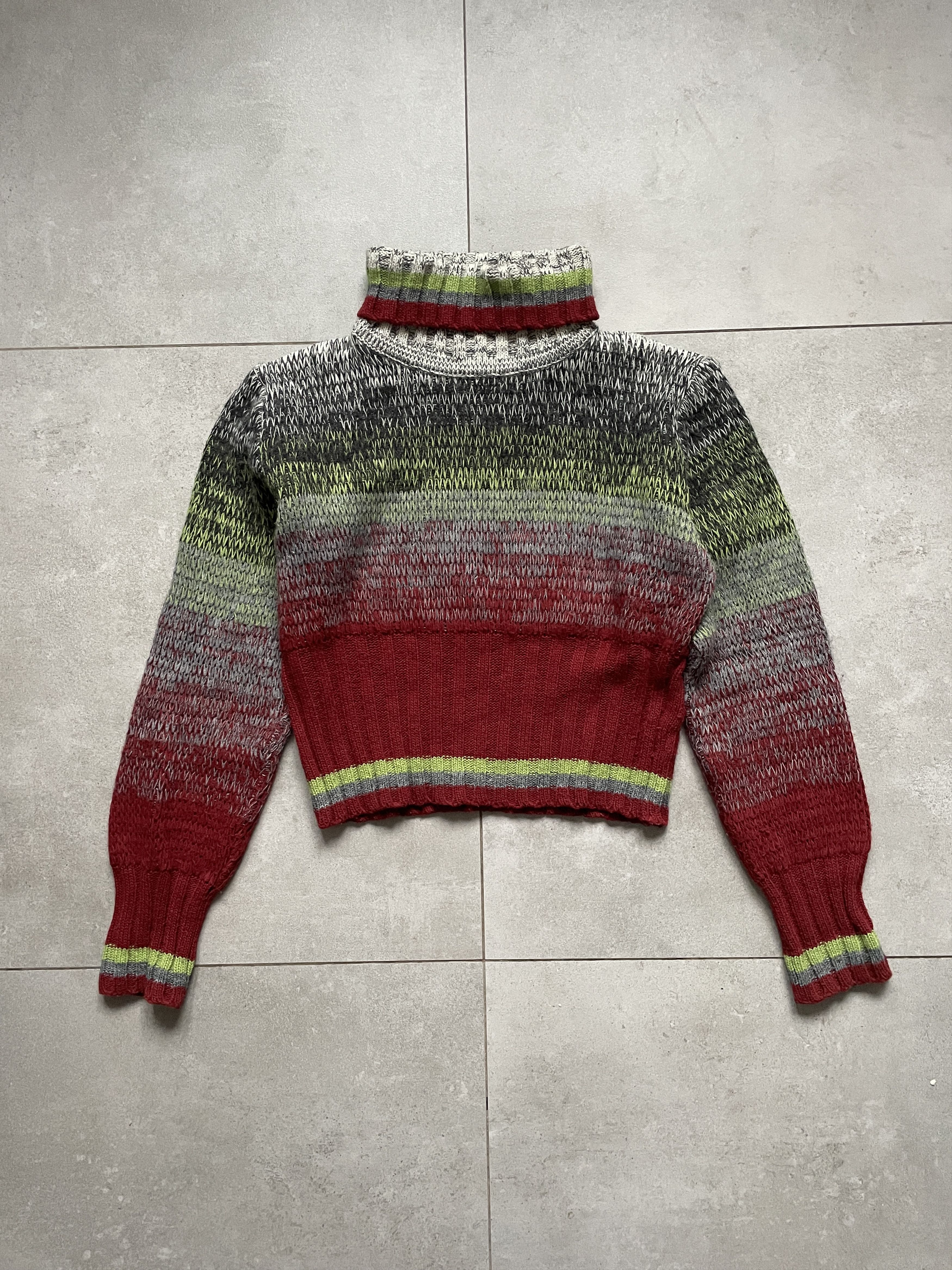 Diesel Y2K DIESEL COLOURFULL STRIPED WOOL CROPPED GOLF SWEATER Size XL / US 12-14 / IT 48-50 - 2 Thumbnail