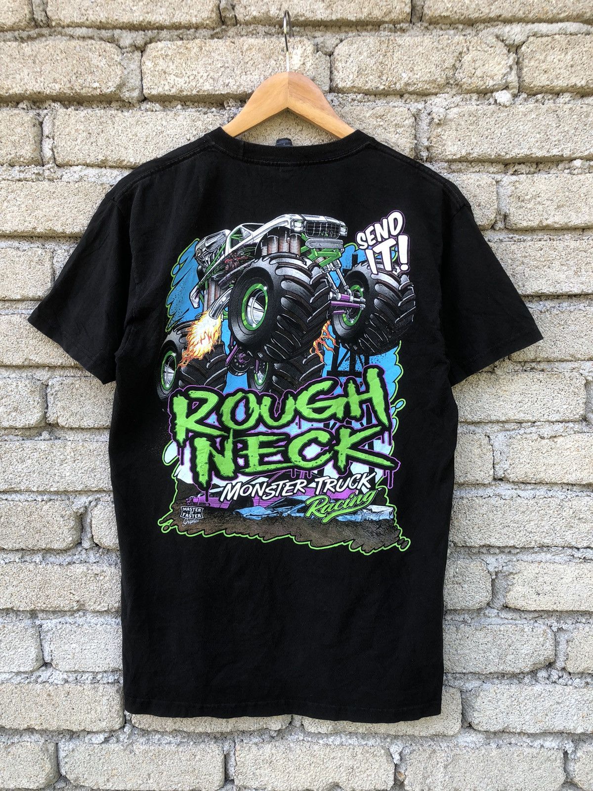 Marlboro × Vintage Vintage Y2K Rough Neck Monster Truck Racing Tshirt Size US M / EU 48-50 / 2 - 1 Thumbnail