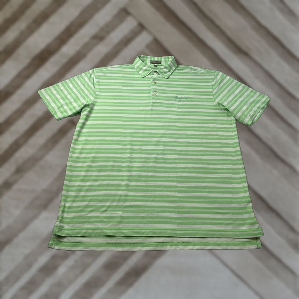 Peter Millar Peter Millar Summer Comfort Polo Shirt Mens Large Green Striped Golf Polo Shirt Size US L / EU 52-54 / 3 - 1 Thumbnail