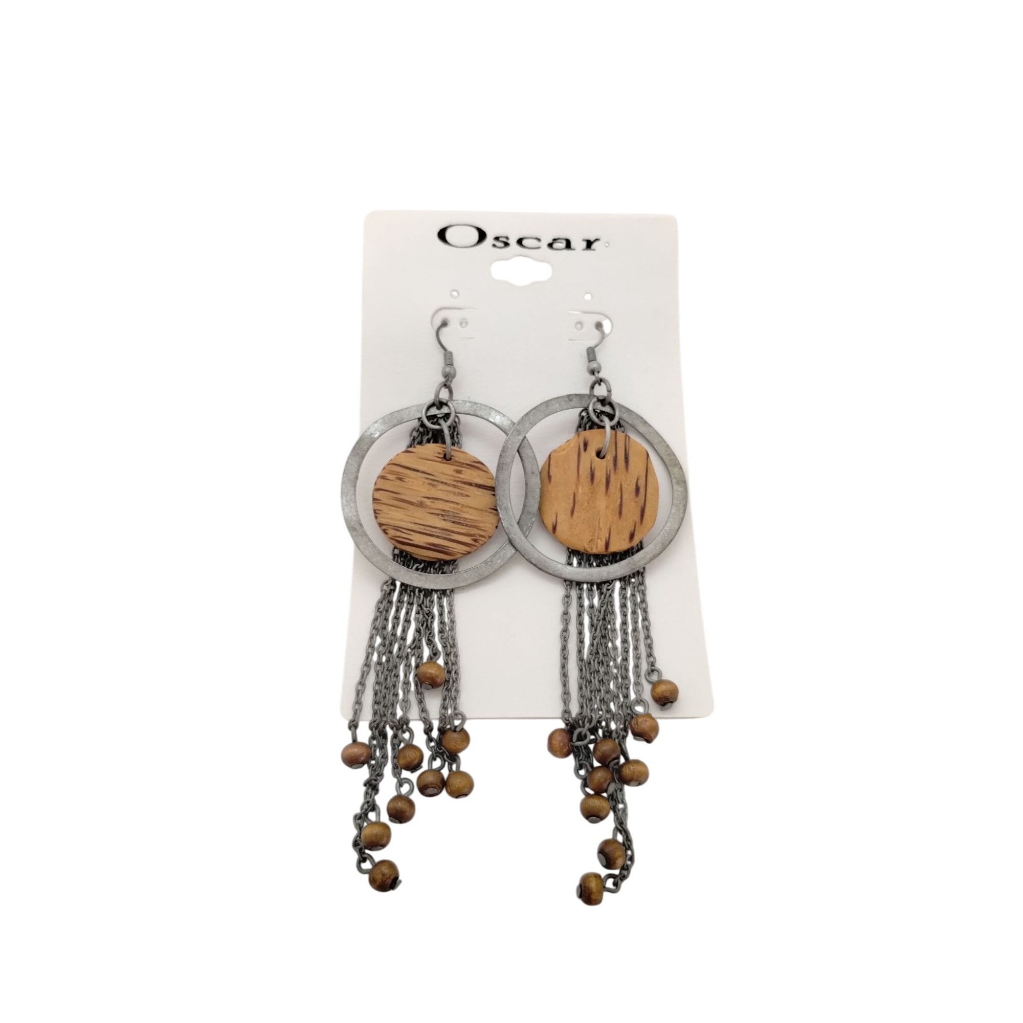 Other Oscar Dangle Earrings With Wooden Accents and Chain Tassels Size ONE SIZE - 3 Thumbnail