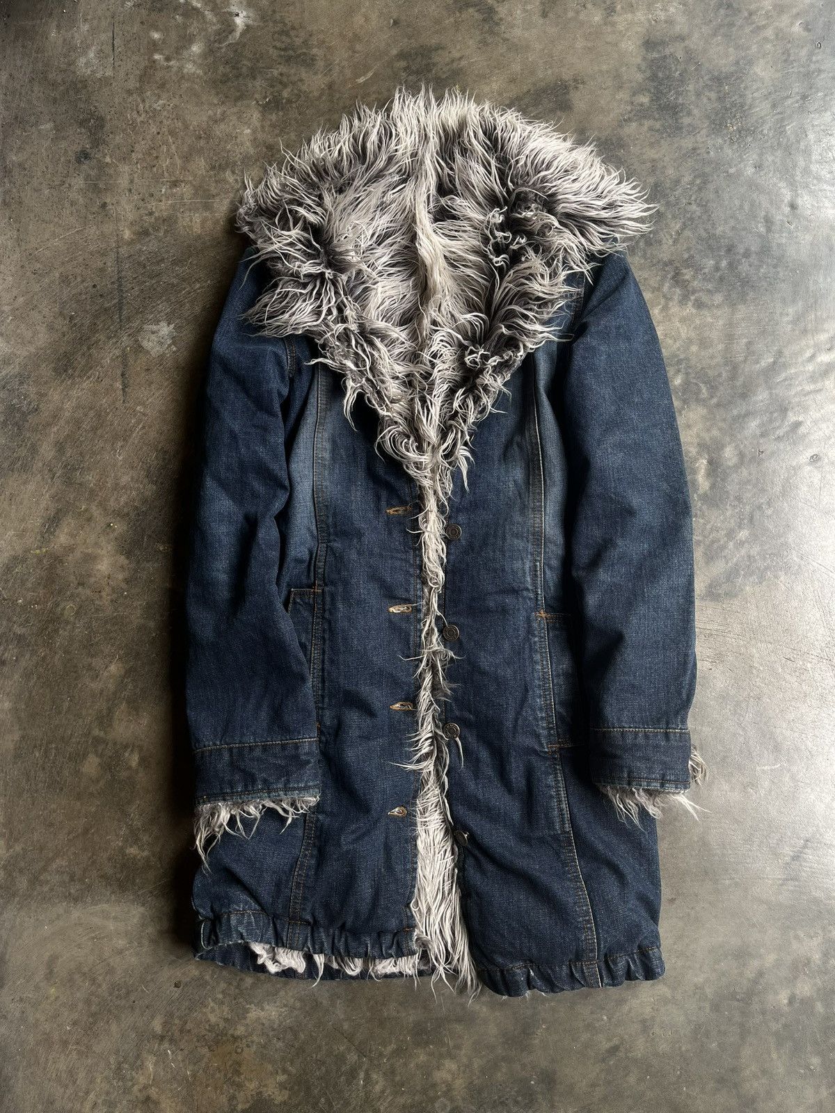Isamu Katayama Backlash JAPANESE 2000’s CRAZY FUR DENIM JACKET VKEI GOTHIC STYLE Size US S / EU 44-46 / 1 - 1 Thumbnail