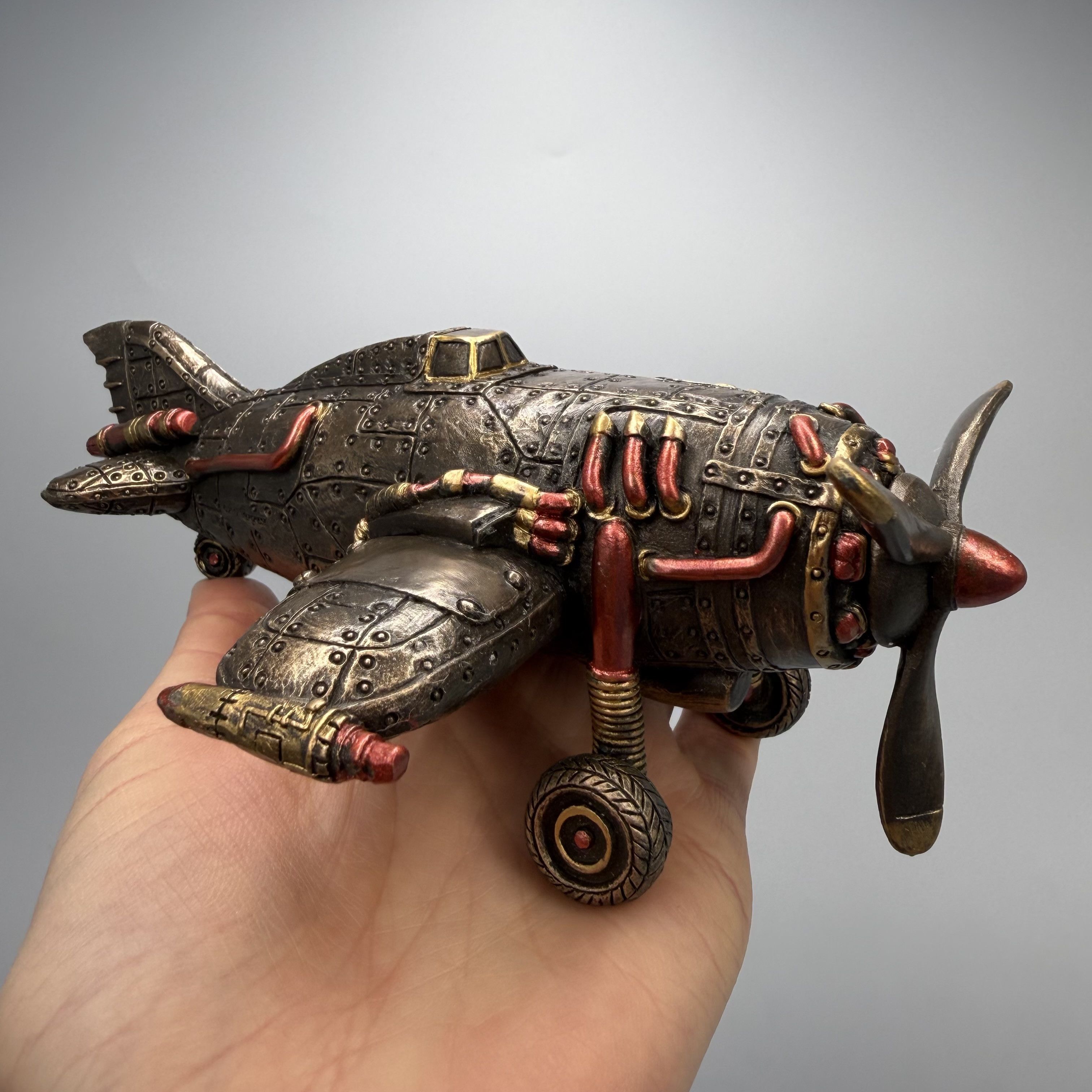 Other Steampunk Airplane Figurine Bronze Finish Polystone Size ONE SIZE - 2 Thumbnail