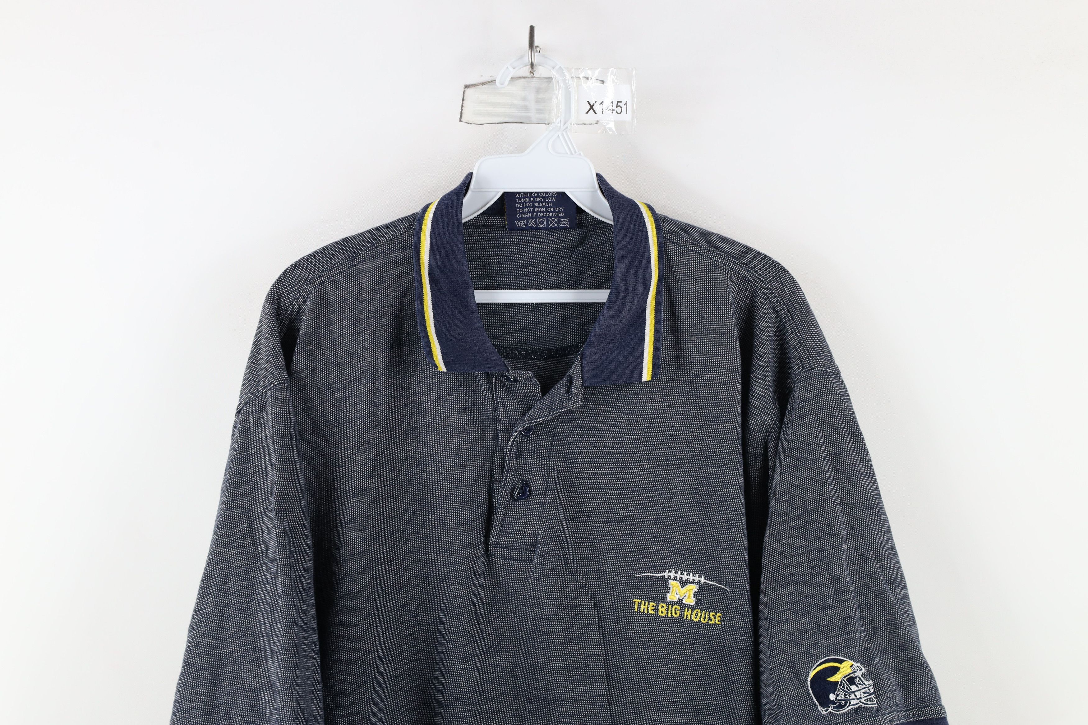 Vintage Vintage 90s House University of Michigan Football Polo Shirt Size US XXL / EU 58 / 5 - 2 Thumbnail