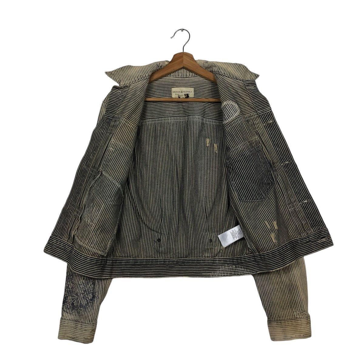 Ralph Lauren 🔥VINTAGE CROPPED BIKER JACKET HICKORY CHORE DENIM & SUPPPLY Size US XS / EU 42 / 0 - 15 Thumbnail