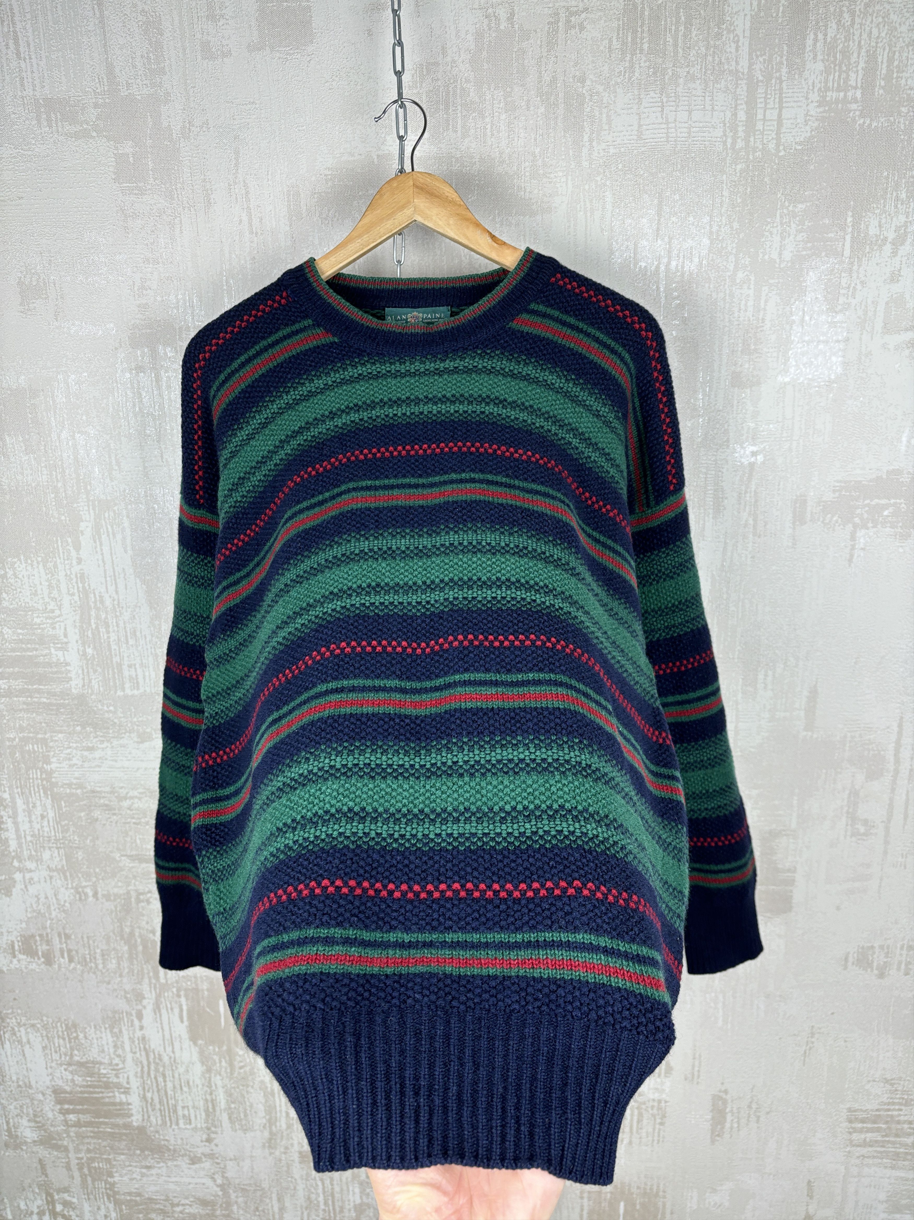 Alan Paine × Vintage Alan Paine Wool Crew Sweater Striped Size UK 40" EU 48 Size US L / EU 52-54 / 3 - 8 Thumbnail